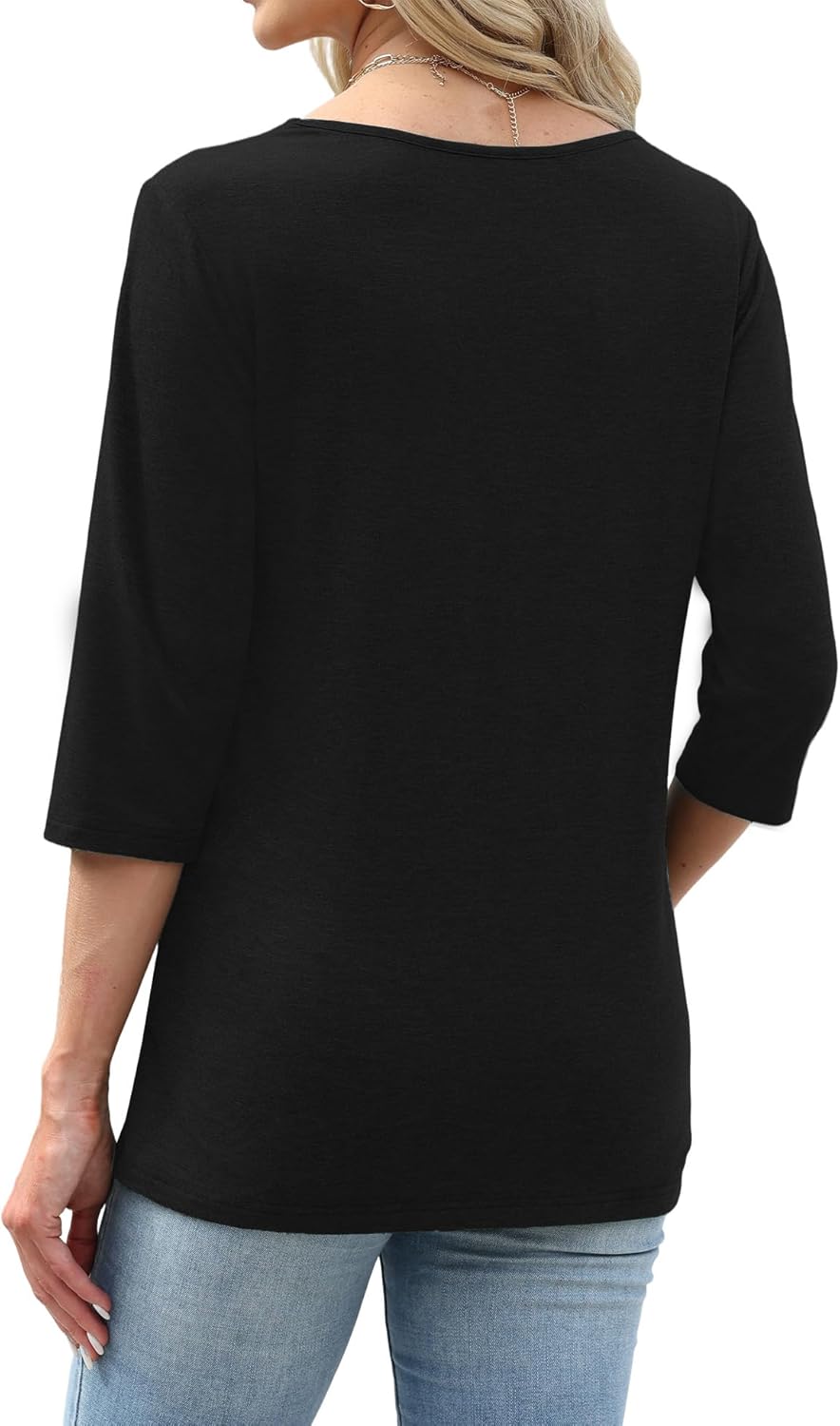 JomeDesign Womens Summer Tops 3/4 Sleeve Casual Dressy Shirts V Neck Loose Fit Blouses - Image 5