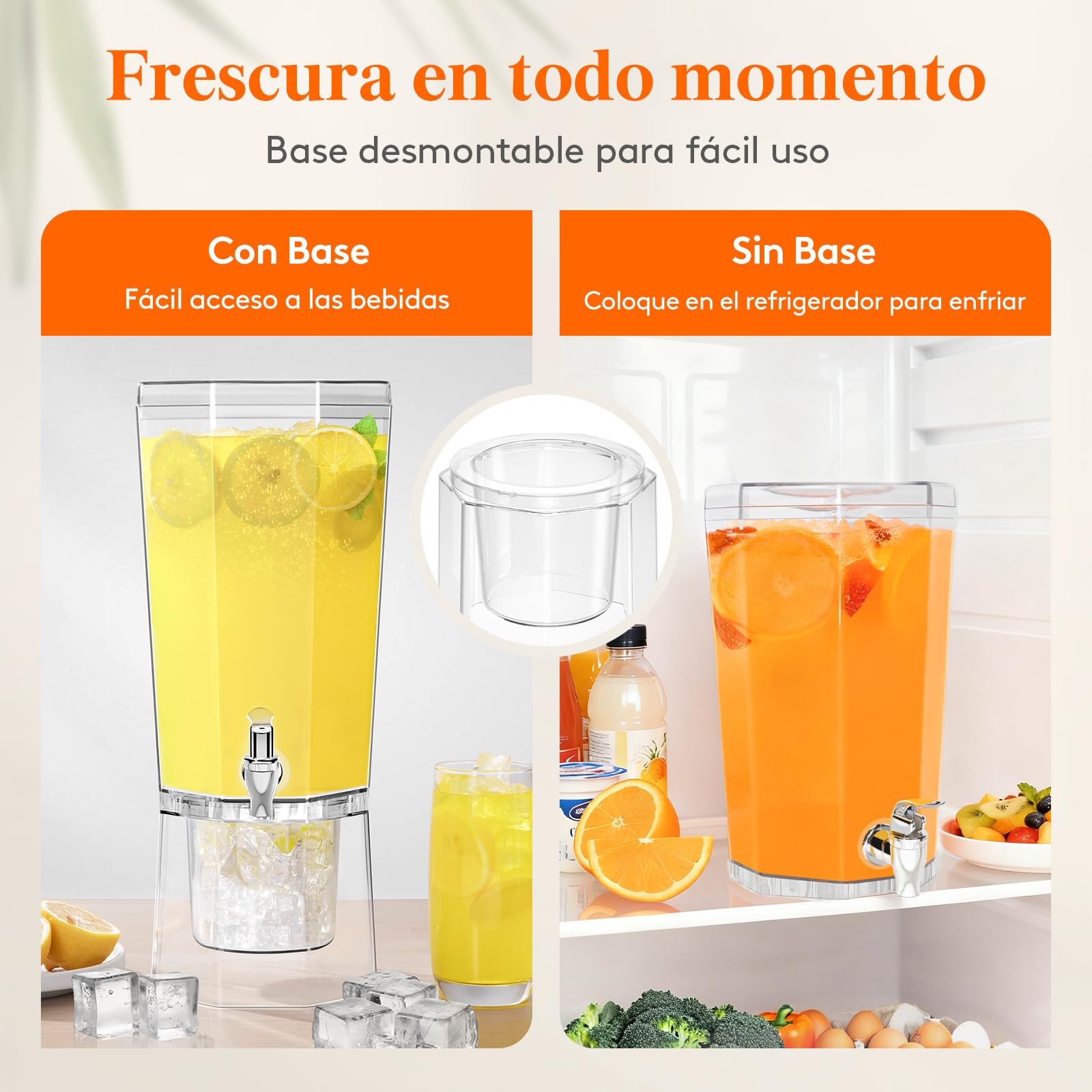 Lifewit 4L Dispensador de Bebidas Grande, Botella de Plástico con Grifo, Jarra Agua con Soporte para Cócteles, Jugos, Limonada y Té, Juego de 2 (en 1 Paquete)