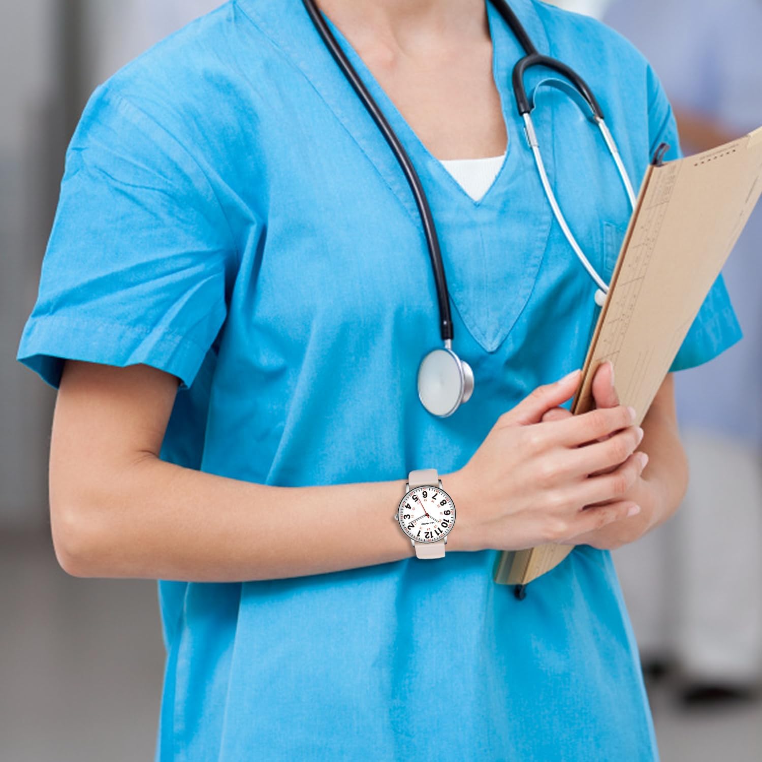 Nurse Watch for Nurses Doctors Women Men,Waterproof Analog Watches with Luminous Dial and Japanese Quartz Movement,Easy to Read Military Time Watch with Second Hand, 12/24 Hours,Silicone Band - Image 8