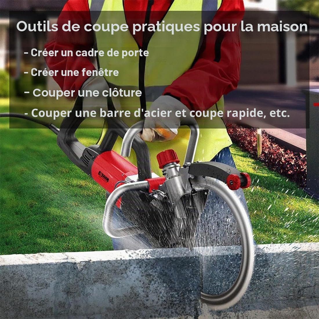 Scie À Béton Électrique 8800 W/9500 W,Scie Annulaire Haute Fréquence,Machine De Découpe Murale,Profondeur De Coupe 29 CM, Coupe sans Poussière,pour Couper Béton,Pierre,Brique