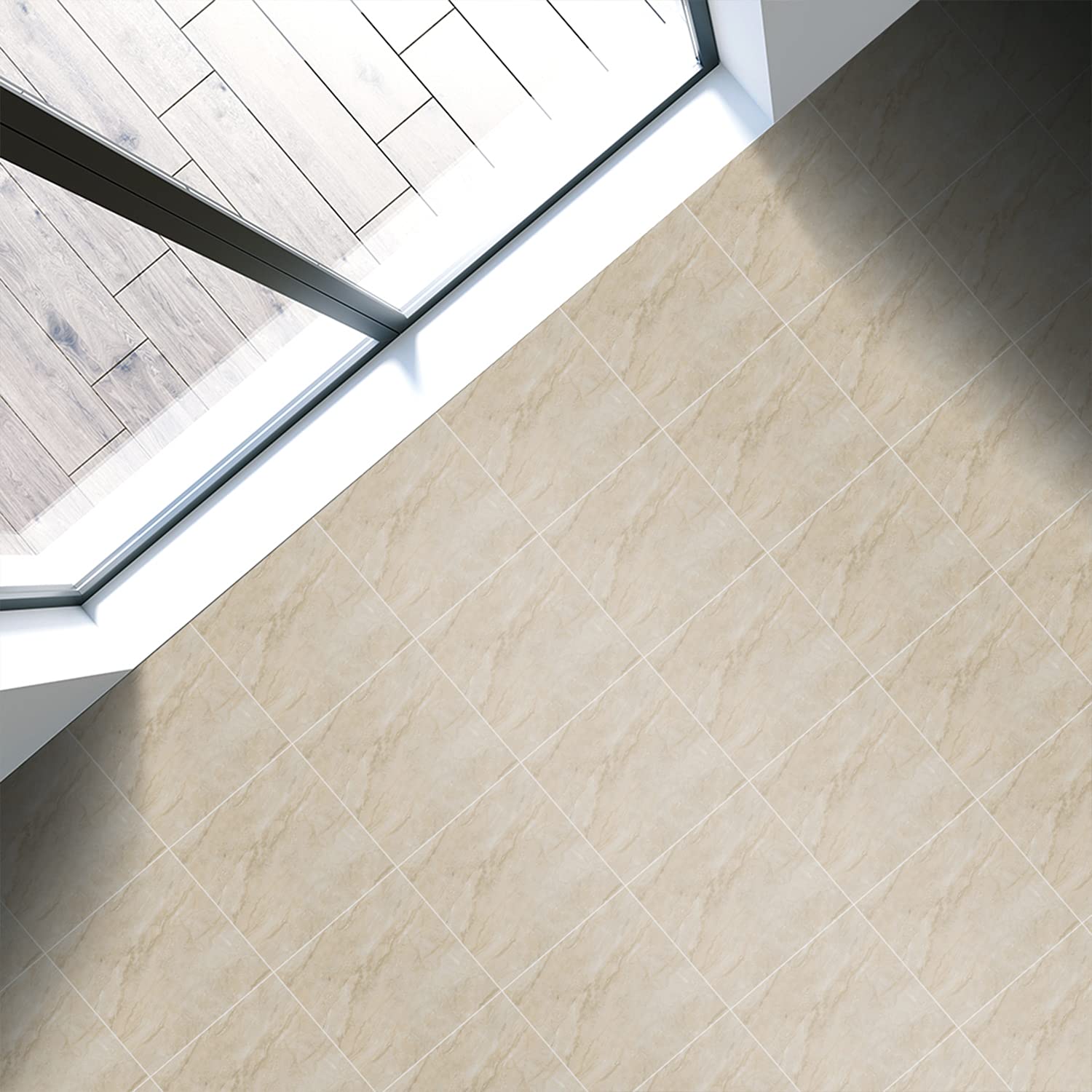 Alwayspon Adesivo per pavimento con pellicola adesiva in vinile, antiscivolo, effetto marmo marrone, 30 x 30 cm, 12 pezzi (DT013-30 cm-12P)