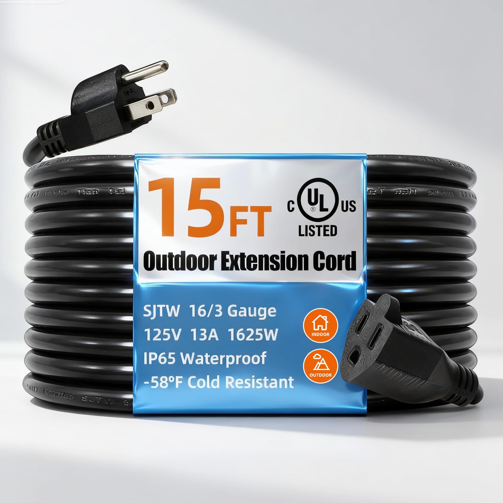Amazon.com: UL Listed Outdoor Extension Cord 3 Prong 15 FT SJTW 16