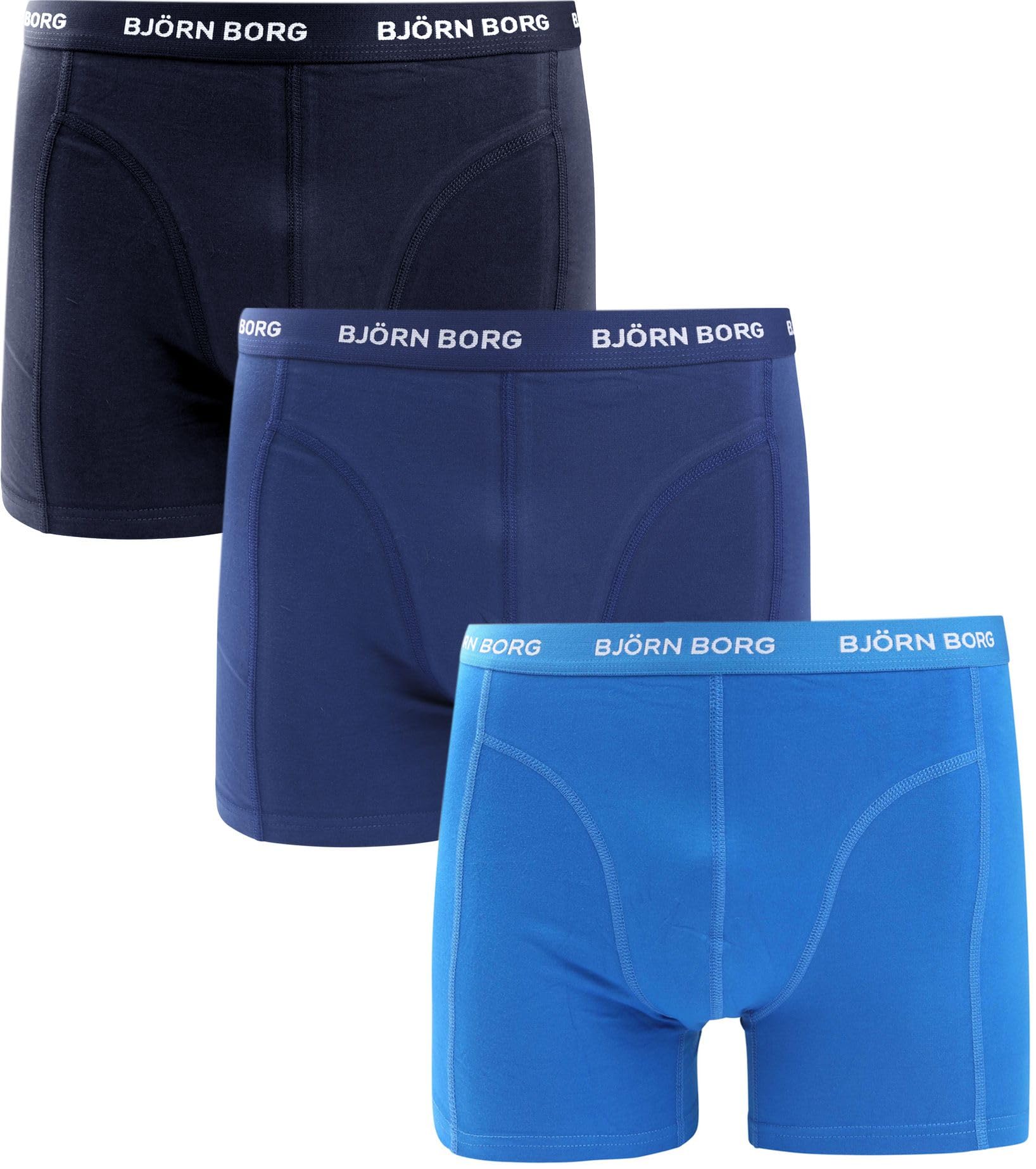 Bjorn Borg Men's Black/Navy 3-Pack Classic Logo Boxer Briefs, Blue Combination - Size: 33/32/32