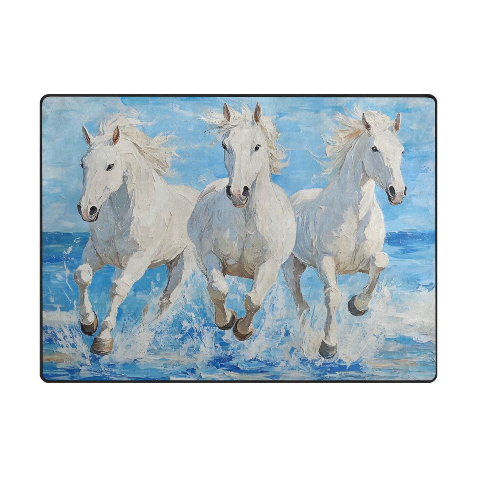 Grand tapis de sol contemporain 203x147 cm : tapis de salon blanc moderne
