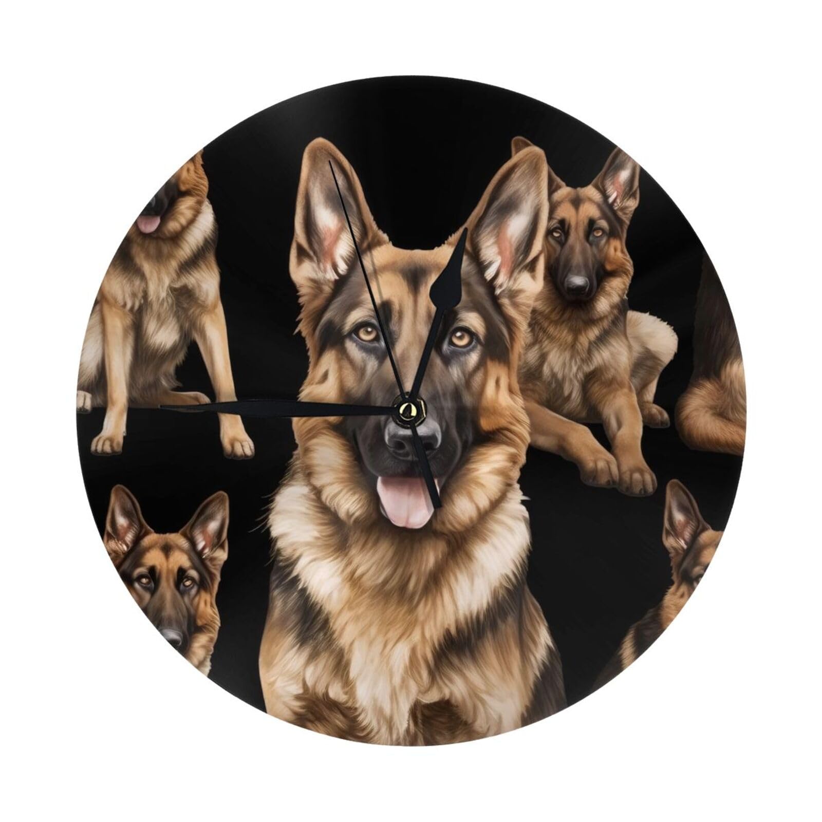 Horloge murale silencieuse pour salon avec motif de chien Berger Allemand