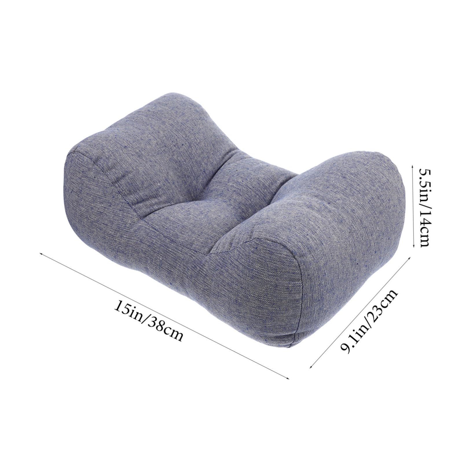 Coussin Lombaire Bleu en Lin et Coton PP pour Bureau et Voiture