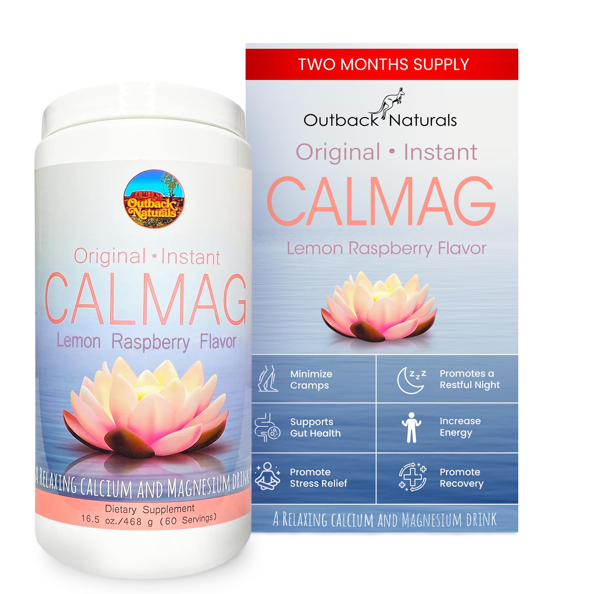 CalMag 2:1 High Absorption Calcium Magnesium Citrate Powder Supplement for Stress Relief, and Sleep, Calcium Supplement for Bone Health, Lemon Raspberry Flavor 16.5oz (Pack of 1) Raspberry Lemon 16 Ounce (Pack of 1)