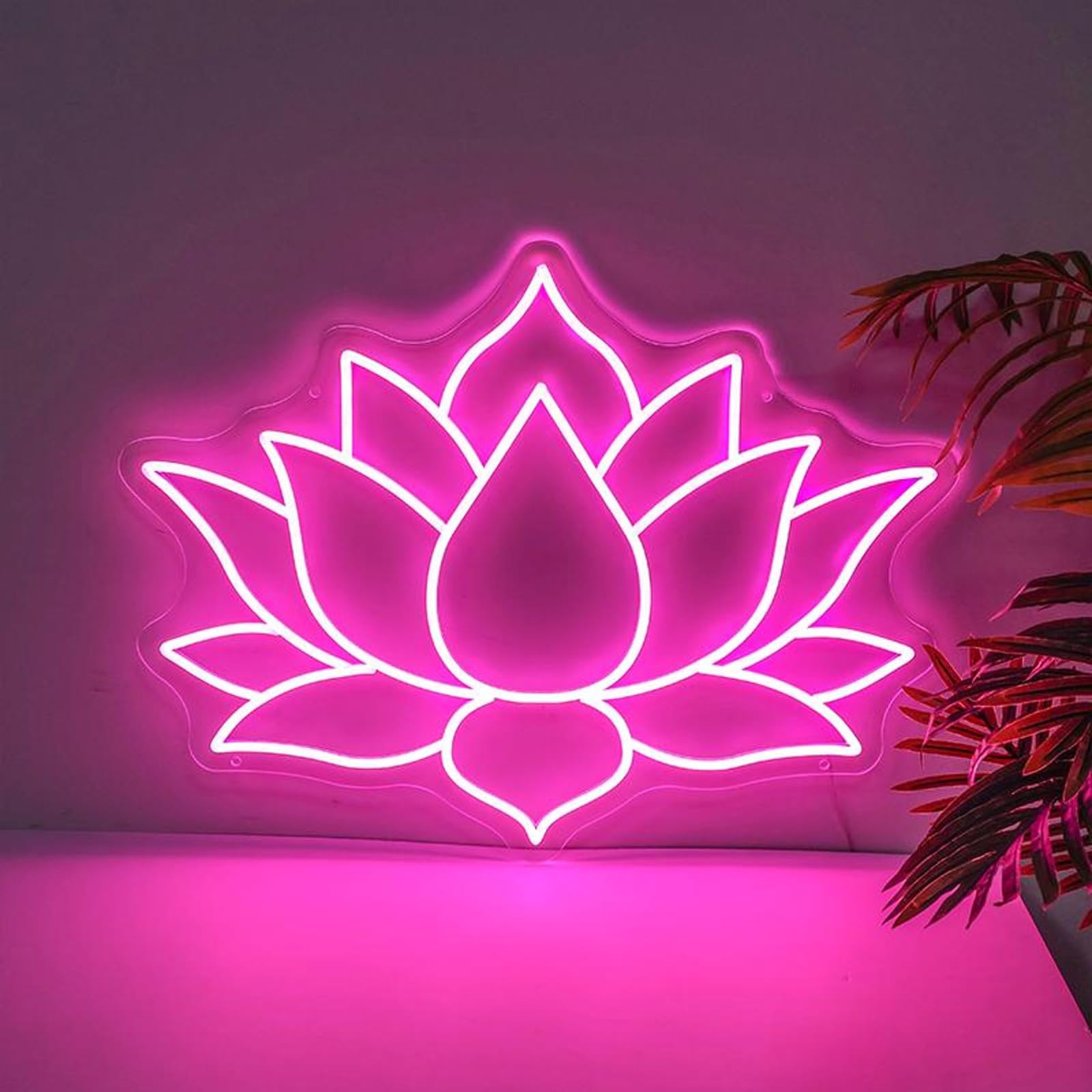 Geometric Lotus Flower Neon Sign – Mandala Style LED Wall Light for Yoga Room, Meditation Space, Indian Festival Decor, Zen Spiritual Wall Art 15〞× 13〞