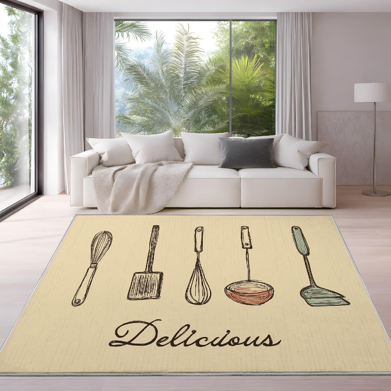 Genérico Dywan do salonu beżowy antypoślizgowy dywanik zmywalny 160 x 230 cm, vintage ręcznie robiony kuchnia zastawa stołowa dywan z krótkim włosiem w pralce maty do salonu sypialni