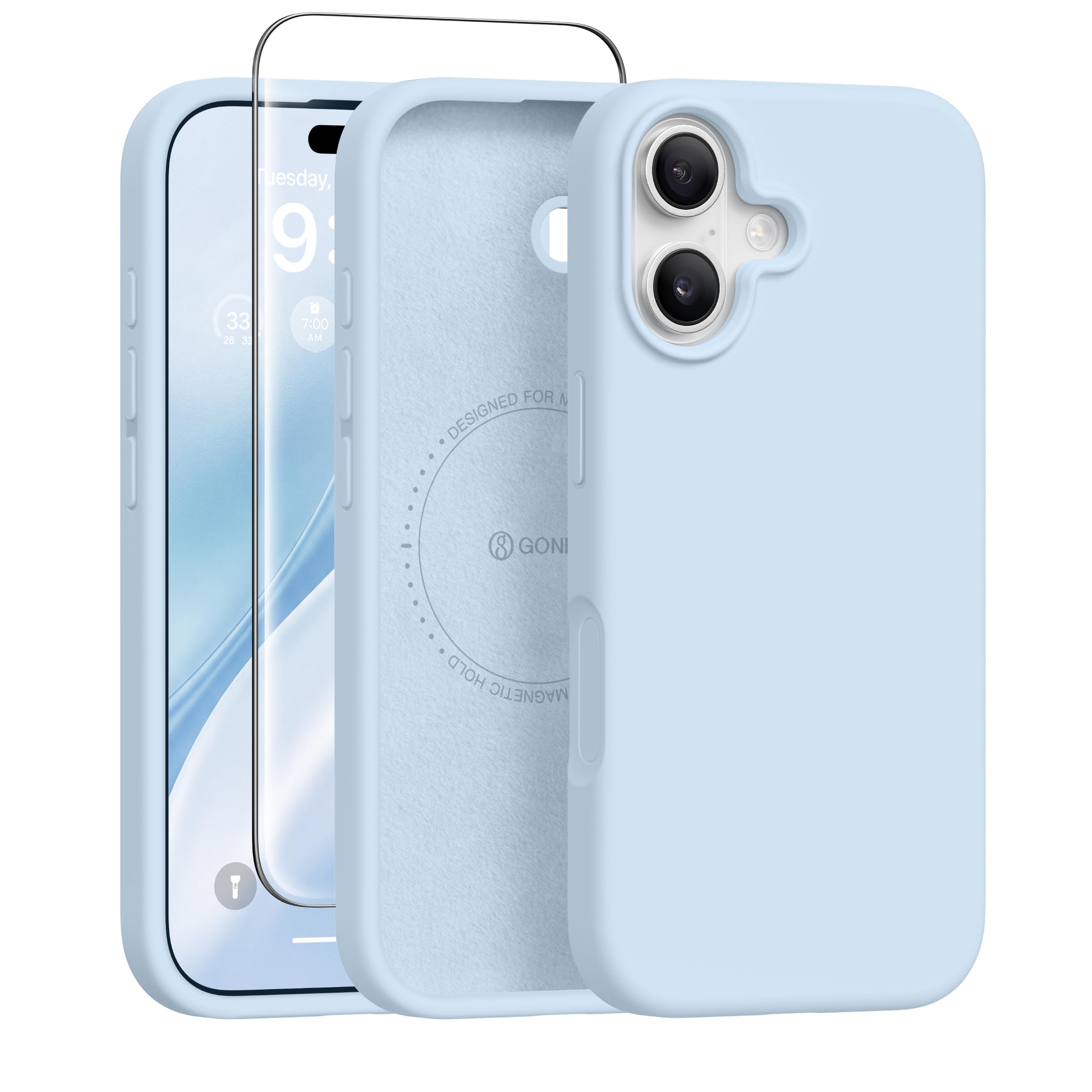 GONEZ Magnetic for iPhone 17 Case, Silicone Cover Blue