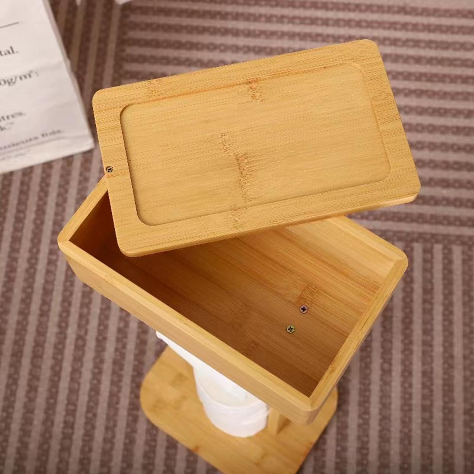 Portarotolo Piccolo Per Toilette | dimensioni compatte, coperchio girevole, porta cellulare, stile rustico