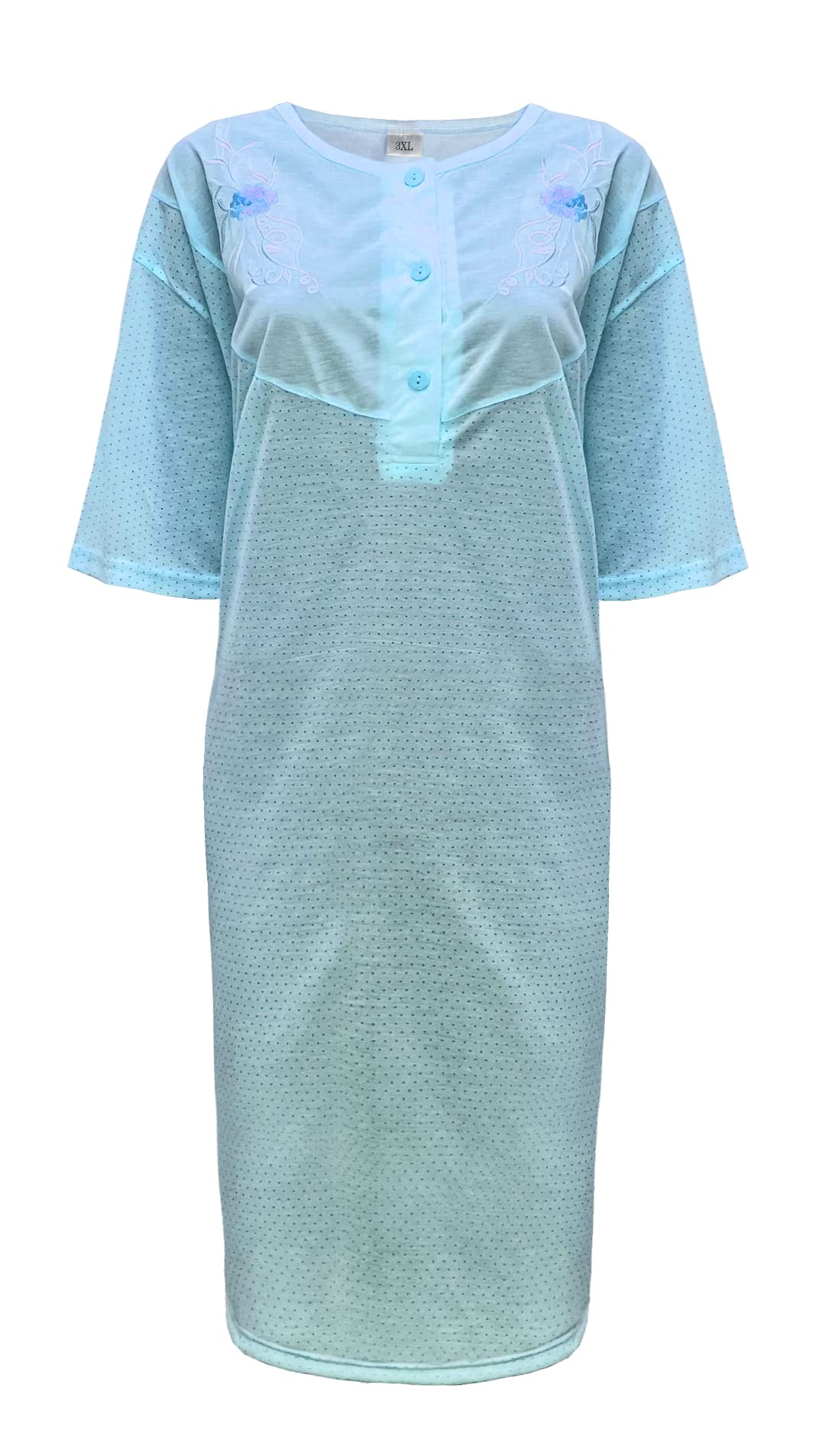 i-Smalls Women's Plus Size Nightdress Super Soft Lightweight Cotton Rich Nightie 3XL to 6XL (Spot Blue) 3XL