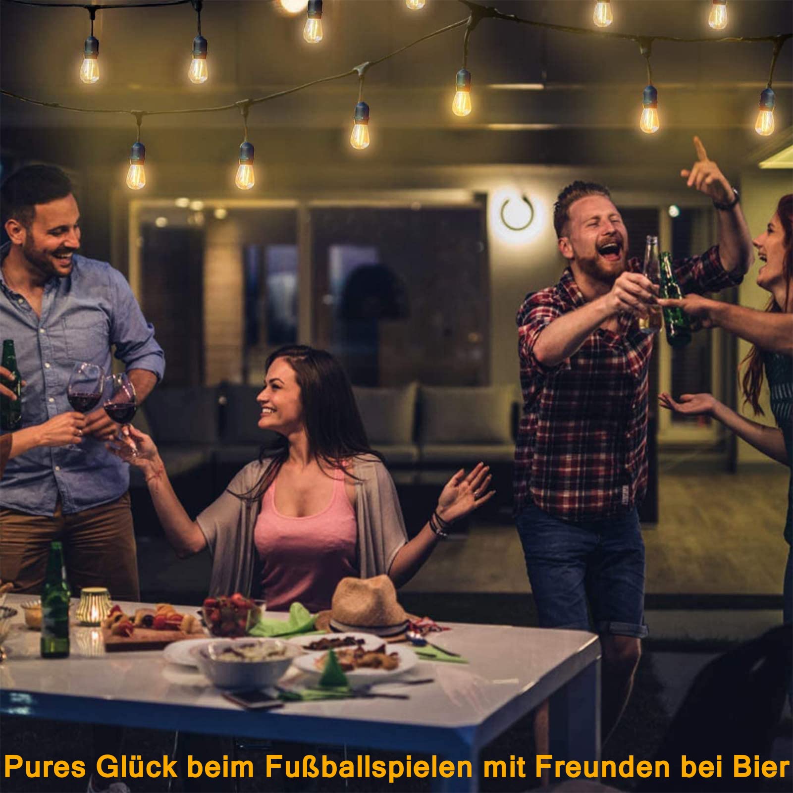 Lichterkette Außen 30M ST45 LED Lichterkette Glühbirnen außen Warmweiß 2700K Lichterkette Glühbirnen IP65 Wasserdicht 30 X 1W E27 Glas Birnen für Hochzeit Party