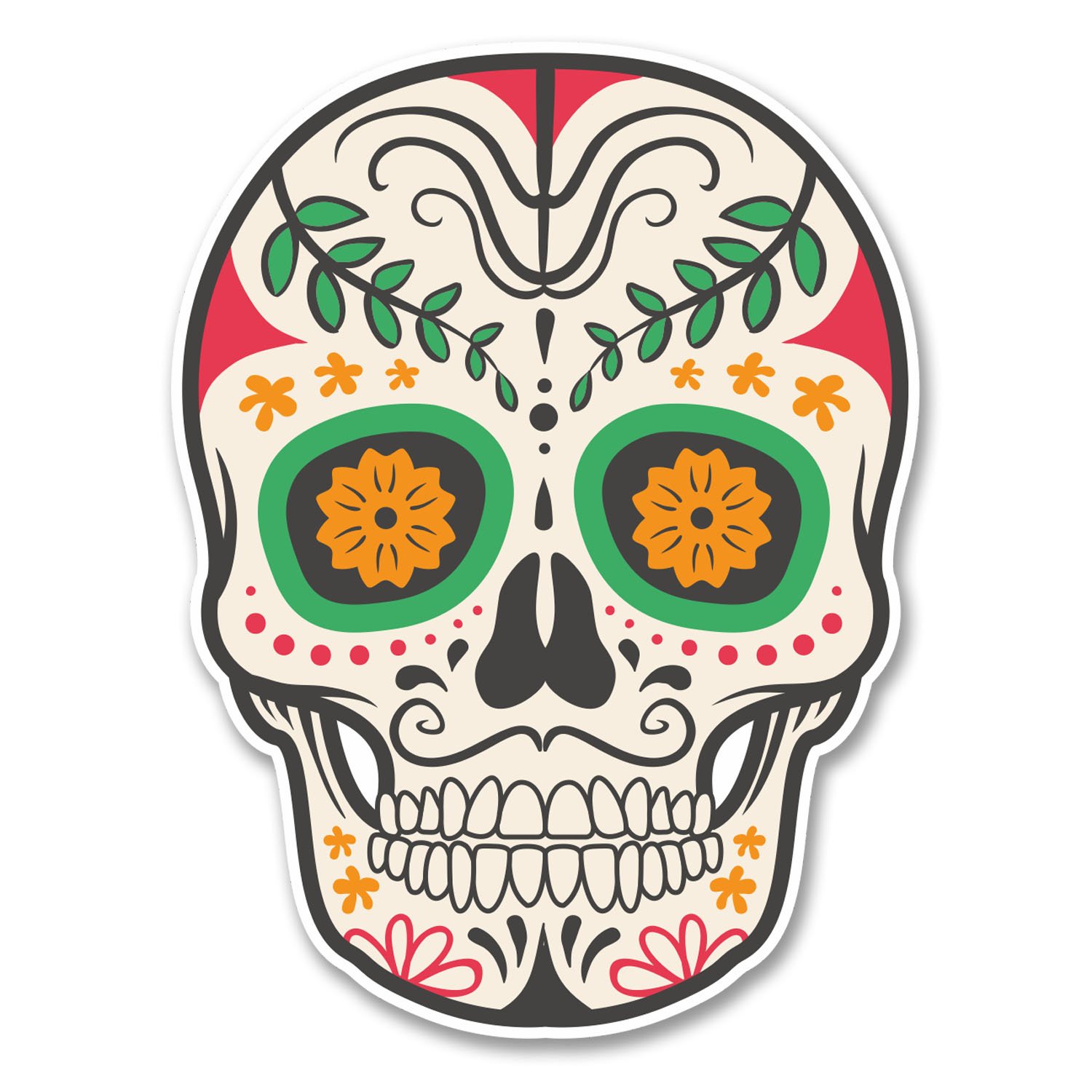 2 x 10cm Sugar Skull Vinyl Sticker Decal Laptop Car Bike Helmet Girls #6230 (7.5cm Wide x 10cm Tall)