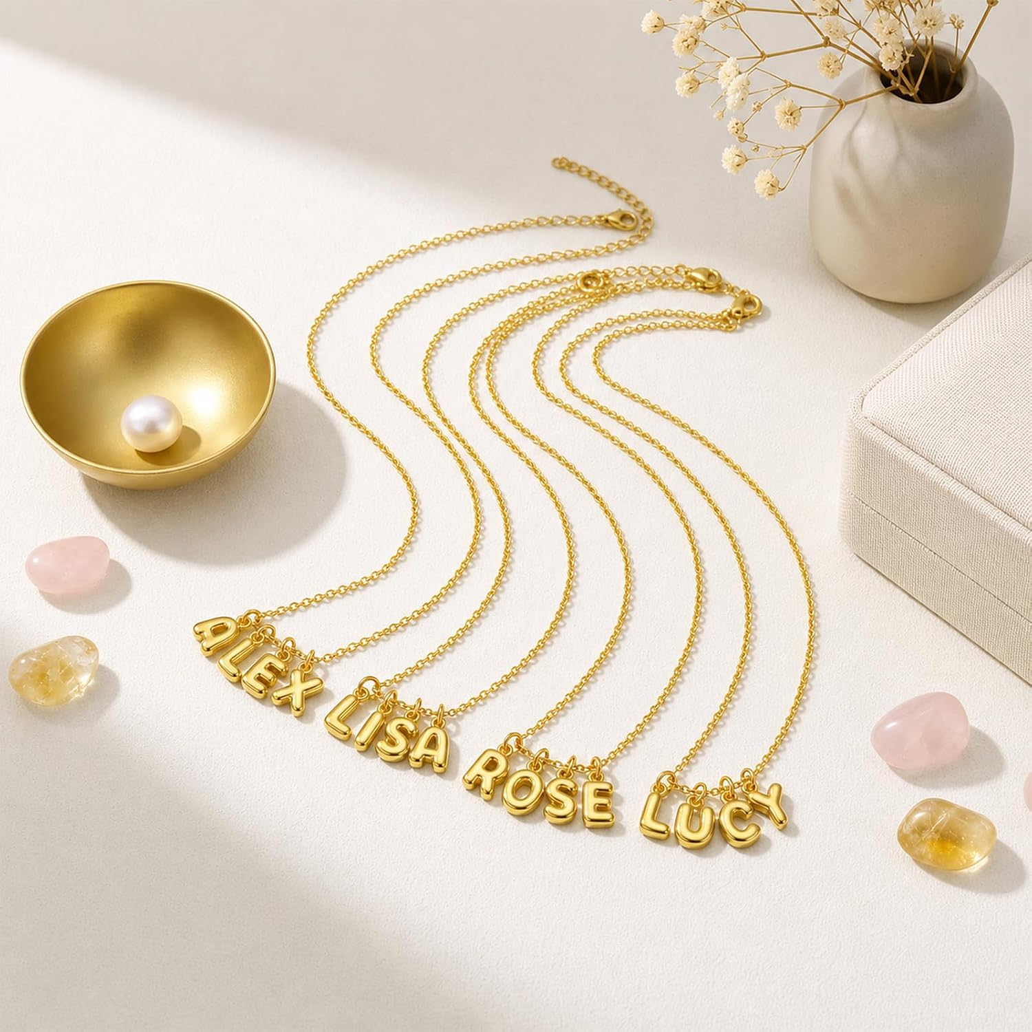 Tondiamo Gold Bubble Letter Charms A-Z Alphabet