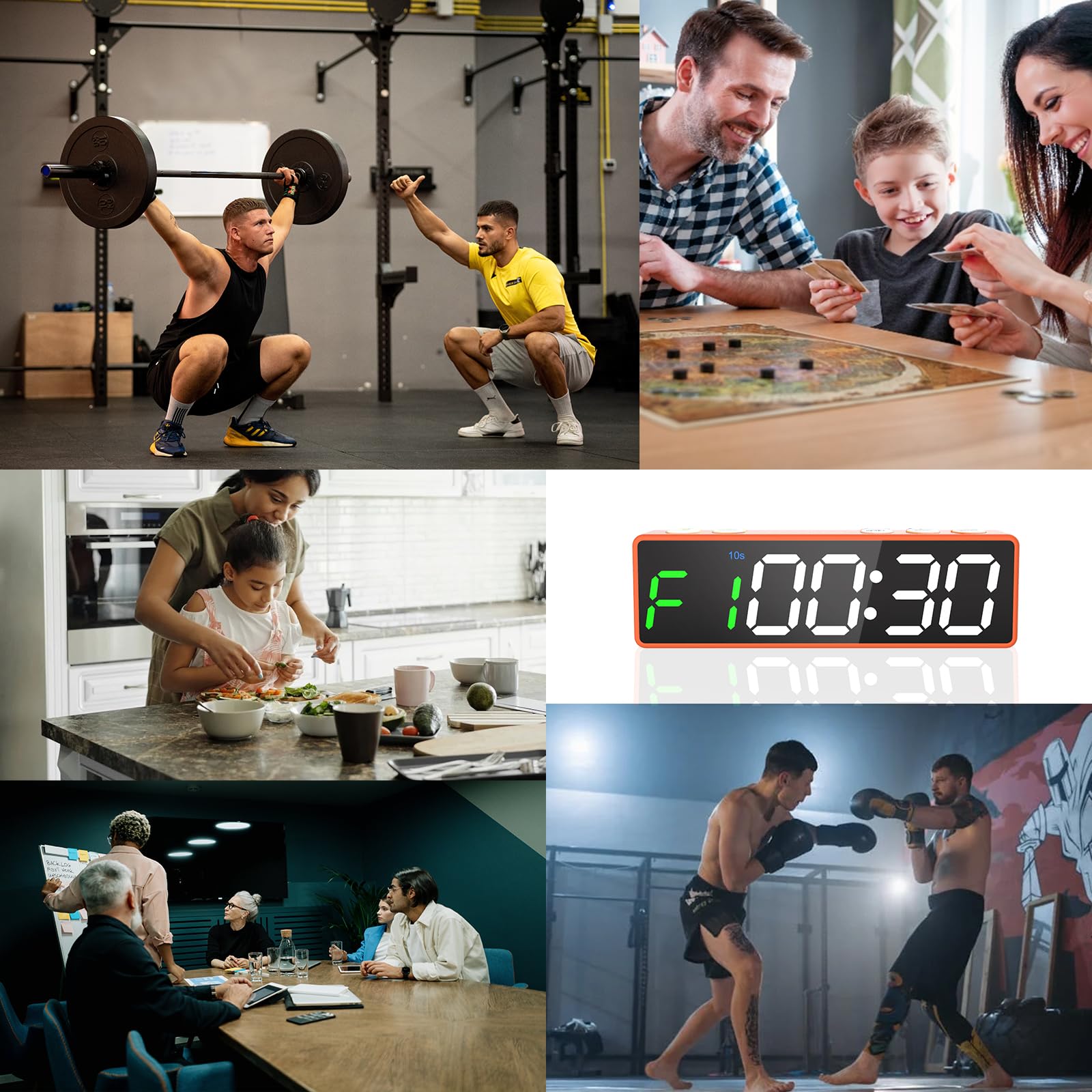 Timer da Palestra, Cronometro Sportivo Portatile, Forte Magnete, Timer a Intervalli, Batteria Potente, 12/24H Orologio da Parete Digitale con Conto alla Rovescia per Casa Palestra