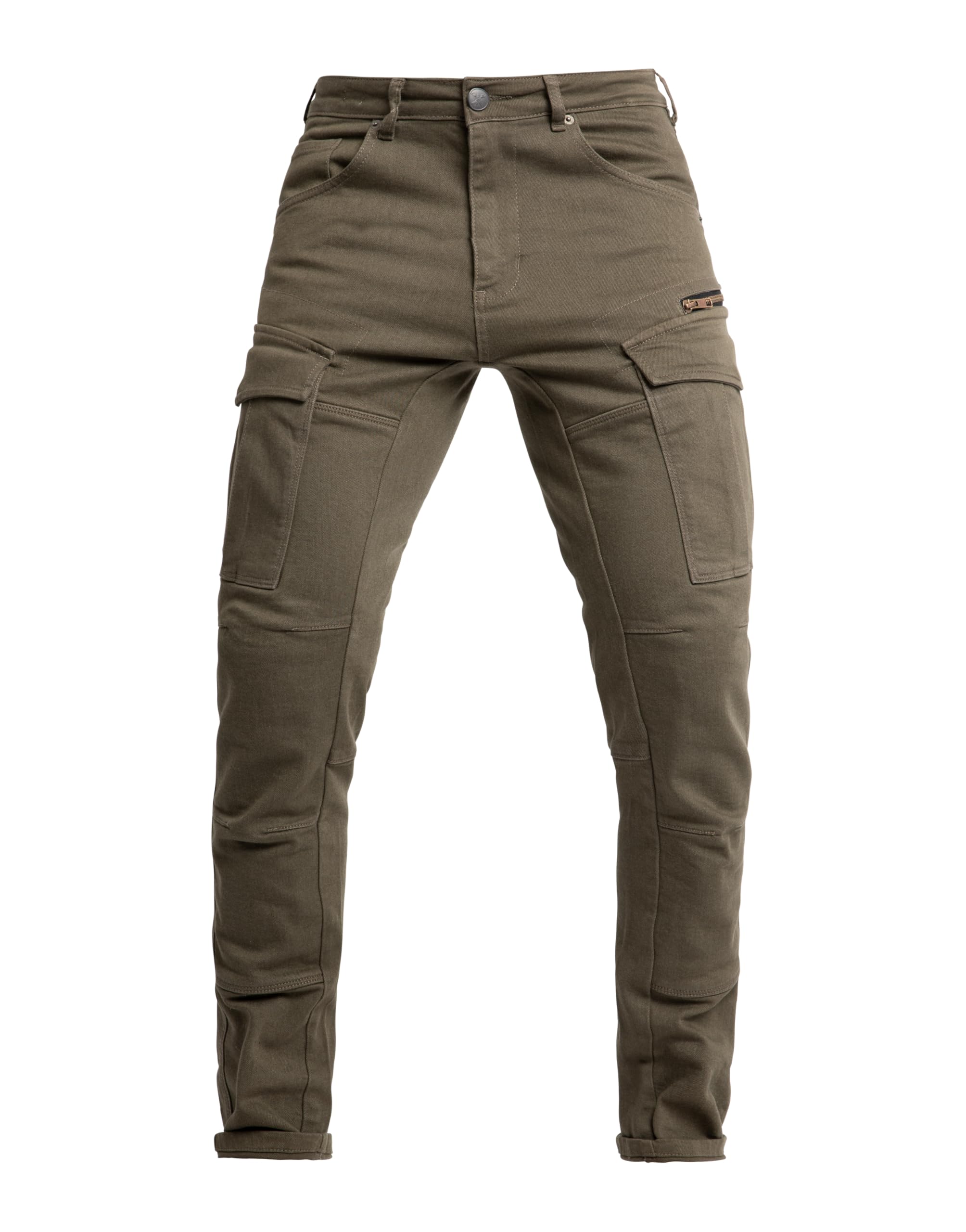Photo 1 of John Doe Defender Mono Motorcycle Cargo Pants for Men - Tapered Fit Riding Pants with AAA XTM-Fiber Protection, Stretch Comfort & Water-Repellent Urban Design - Olive - 32/32