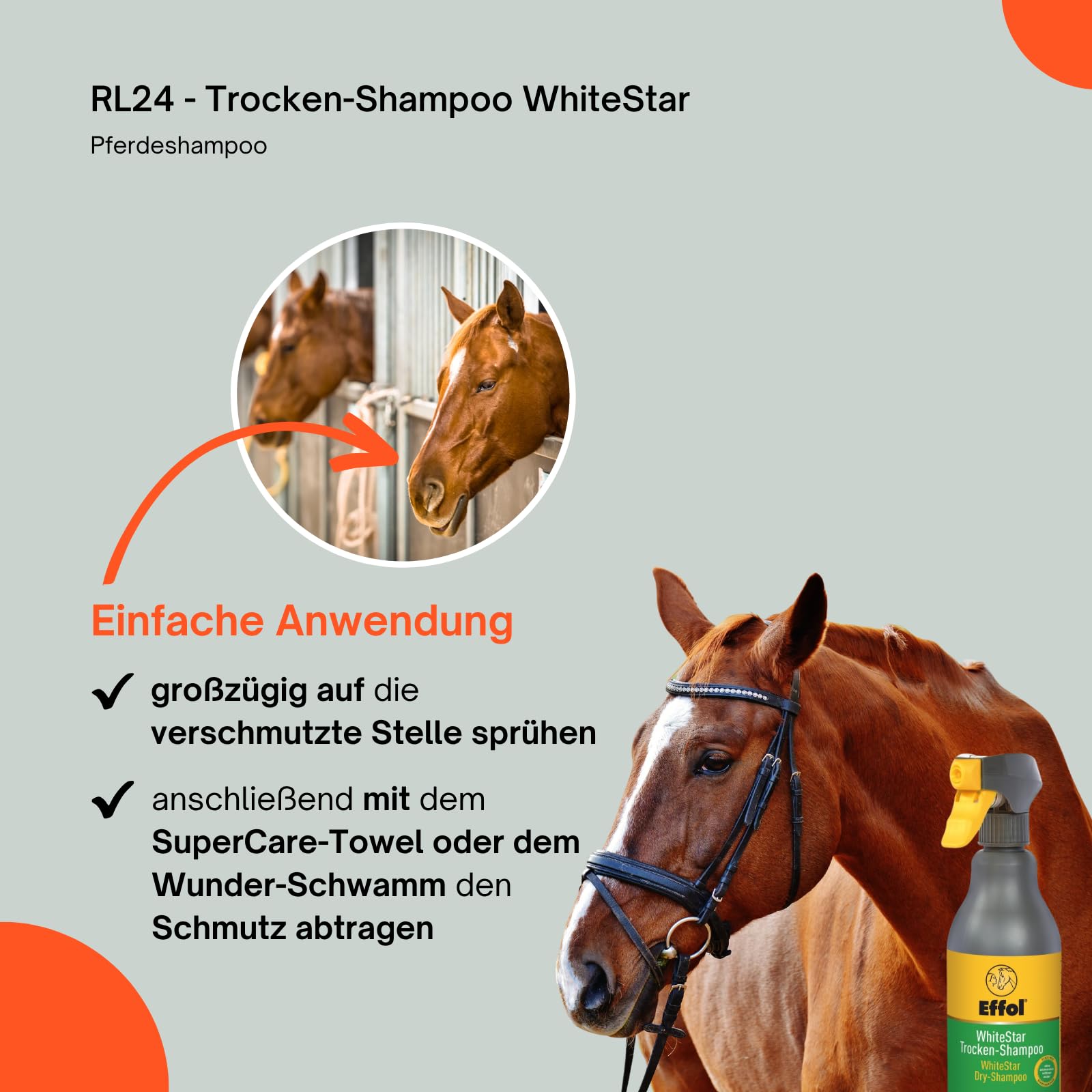 RL24 - Trocken-Shampoo WhiteStar – Pferdeshampoo – 3 x 500 ml (3er Set)