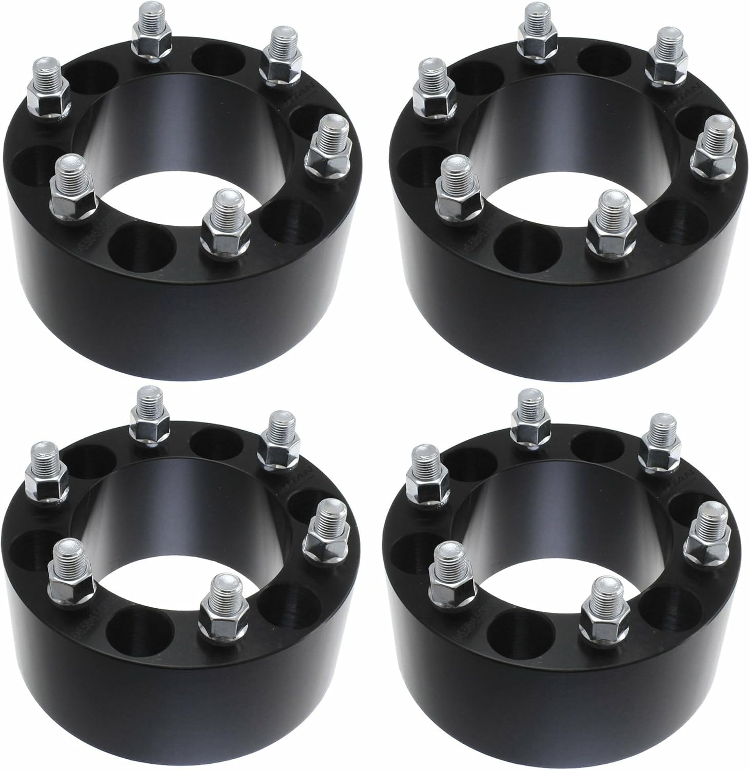 3" 6x5.5 Wheel Spacers - Fits Cadillac Escalade Fits GMC Sierra Yukon Fits Chevrolet Suburban Silverado - 3 Inch, 6x139.7, 14x1.5 Studs - Set of 4 - Black