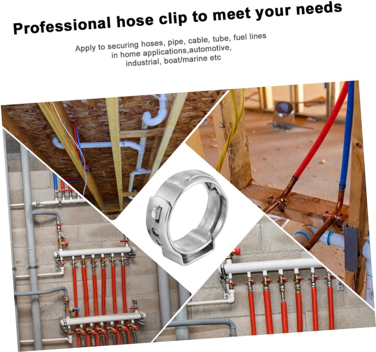 130pcs Heavy Duty Stainless Hose Clamps Pliers Set Single Ear Clamp Pipe Clip for Automotive and Industrial