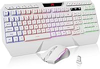 Vista 1 de Combo de teclado y mouse inalámbricos retroiluminación RGB, teclado inalámbrico recargable, reposamuñecas ergonómico, mouse retroiluminado, teclado