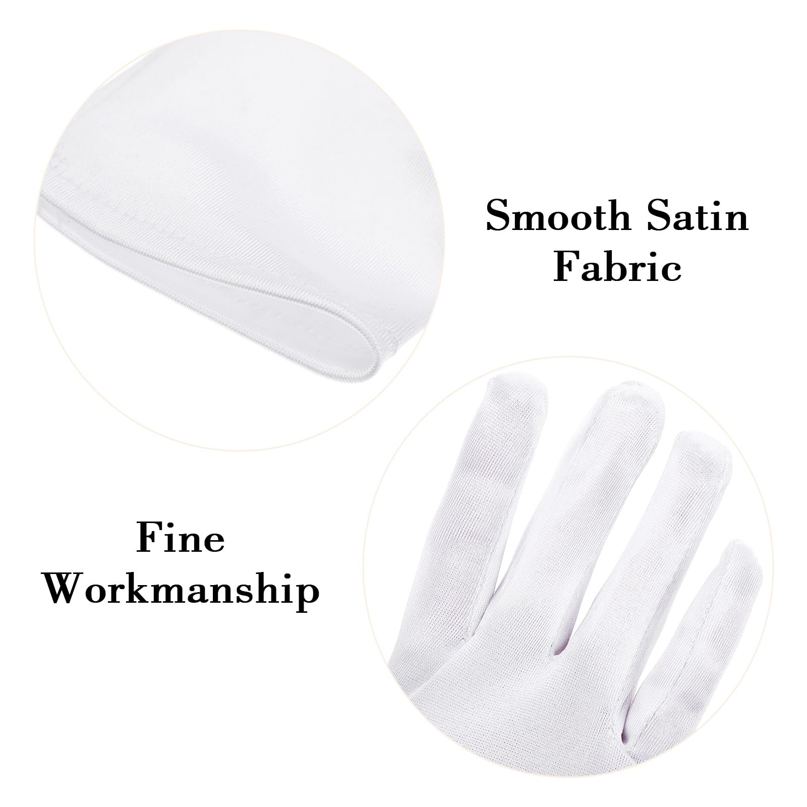 Guantes de satén blanco para niñas, guantes de vestir de princesa para vacaciones, bodas y concursos, longitud de la muñeca, S (4-14 años)
