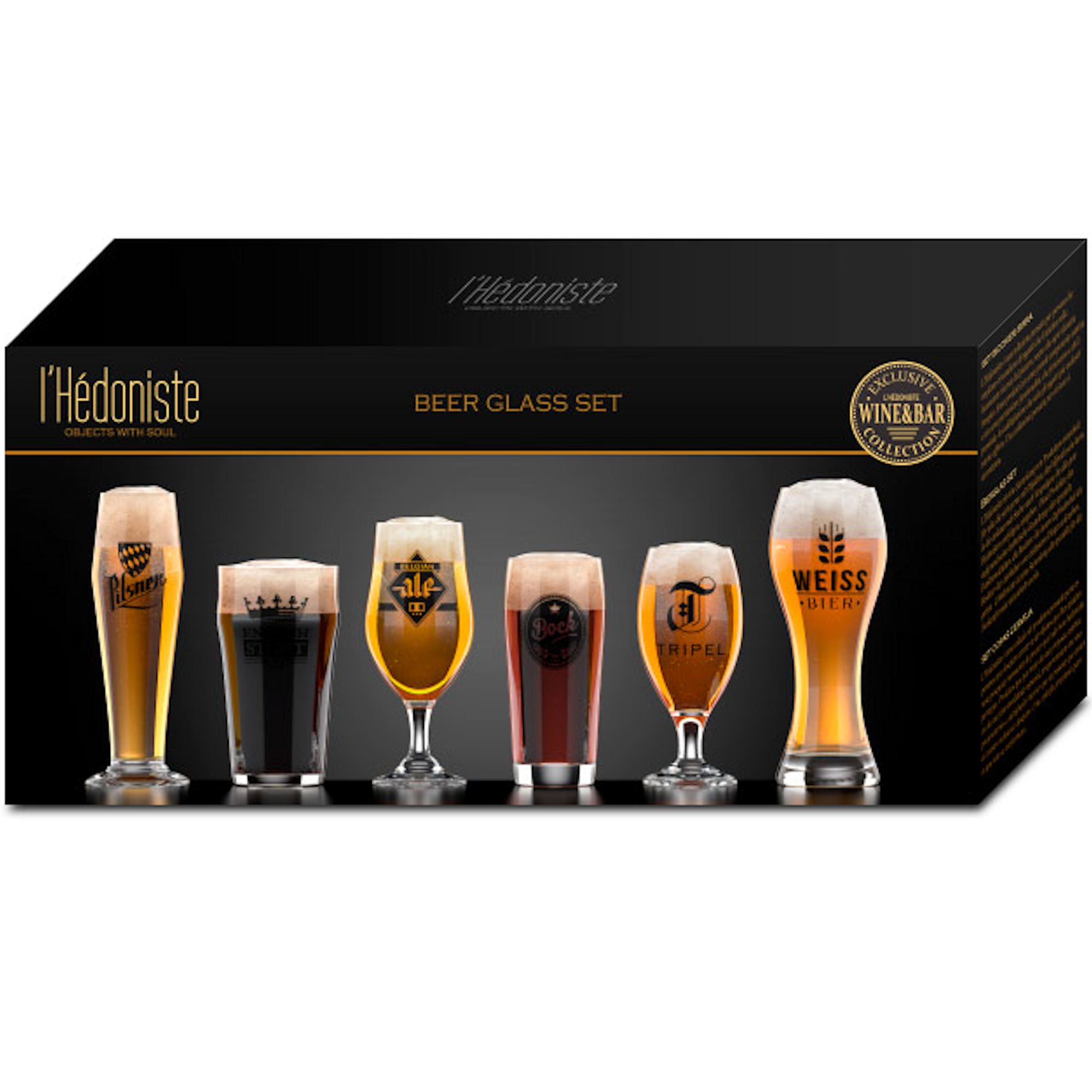 Balvi Set Bicchieri Birra L´Hedoniste Colore Trasparente Set di 6 Bicchieri di Birra Progettare Birra
