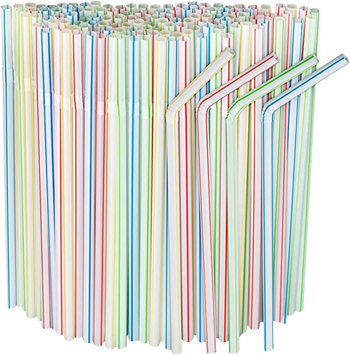 3000Pcs 8.2" Flexible Colorful Disposable Plastic Drinking Straw Bar Party Favor