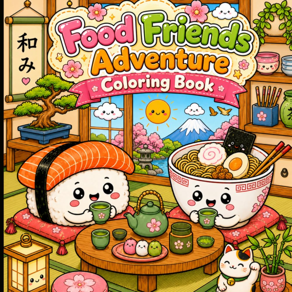 Food Friends Adventure Coloring Book: Super Kawaii Designs with Adorable Cute Characters.