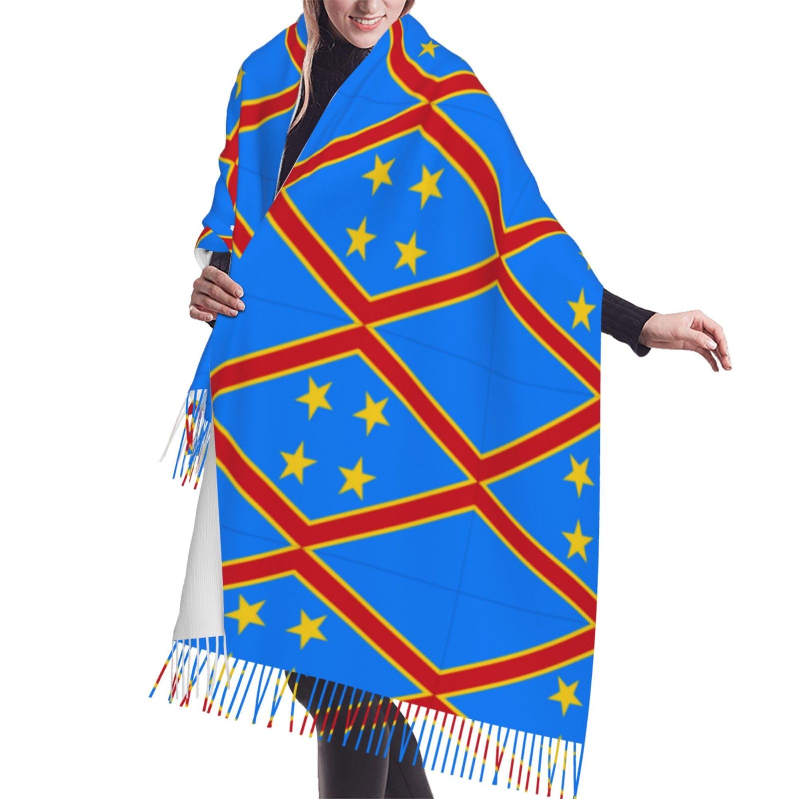 Flag of the Congo Scarf Classic Soft Fringed Scarf Long Shawl for Women.