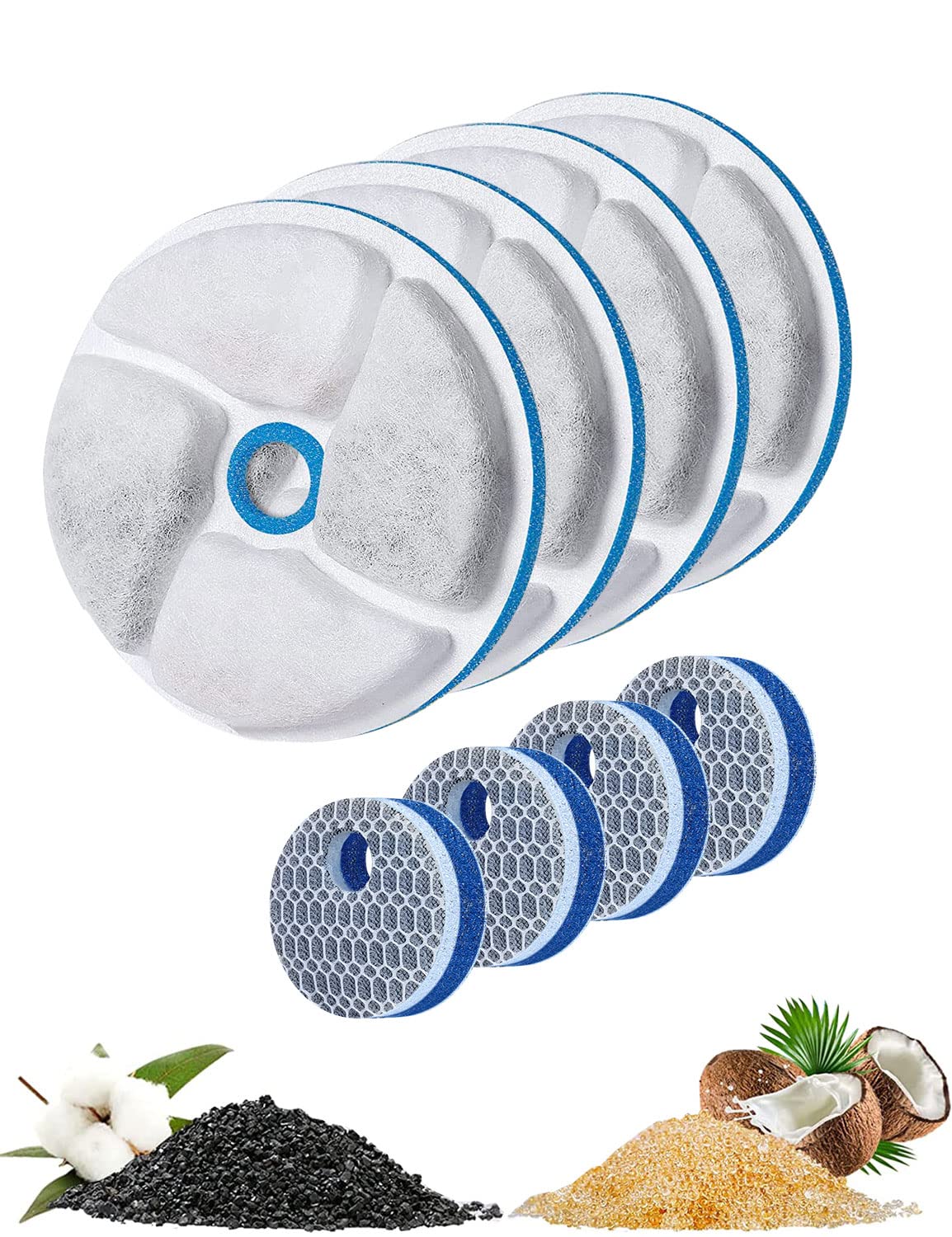 TBC PET4 Pack Cat Water Fountain Filters, Cirfifth Triple Filtration System Cat Fountain Filter Replacement for 88oz/2.6L Automatic Cat Fountain