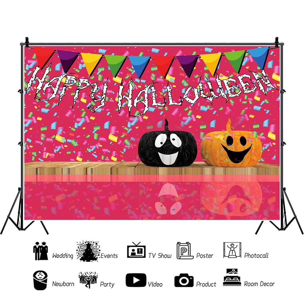 Amazon | Qinunipoto 背景布 ハロウィン Happy Halloween 赤 2.2x1.5m