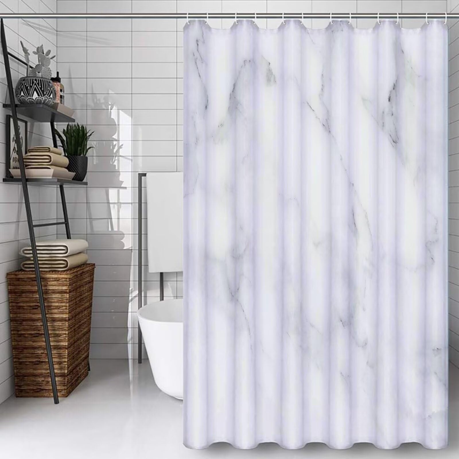 Rideau de douche imperméable avec ourlet lesté tissu polyester beige lavable