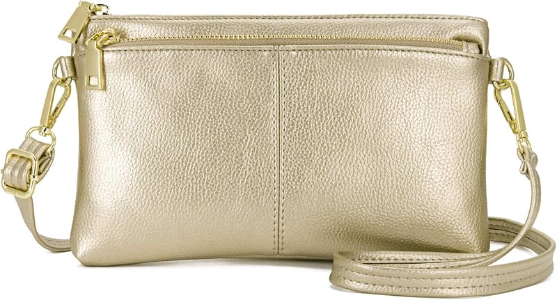 Bolso bandolera pequeño con triple cremallera, bolsos ligeros, bolso de cuero vegano, incluye hombro ajustable
