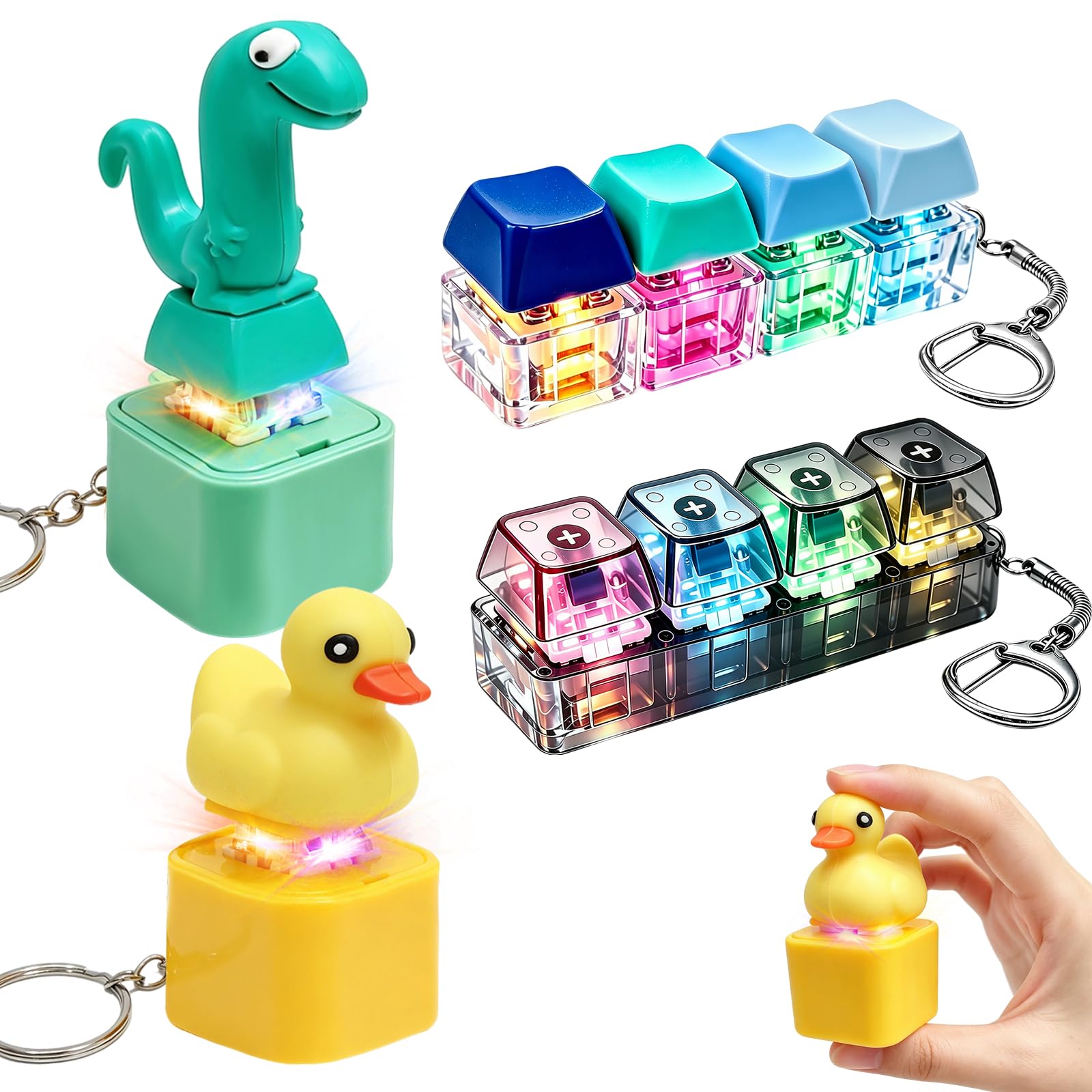 4PCS Keyboard Fidget Toy Set, Stress Relief Clicker Fidget Toys Light Up