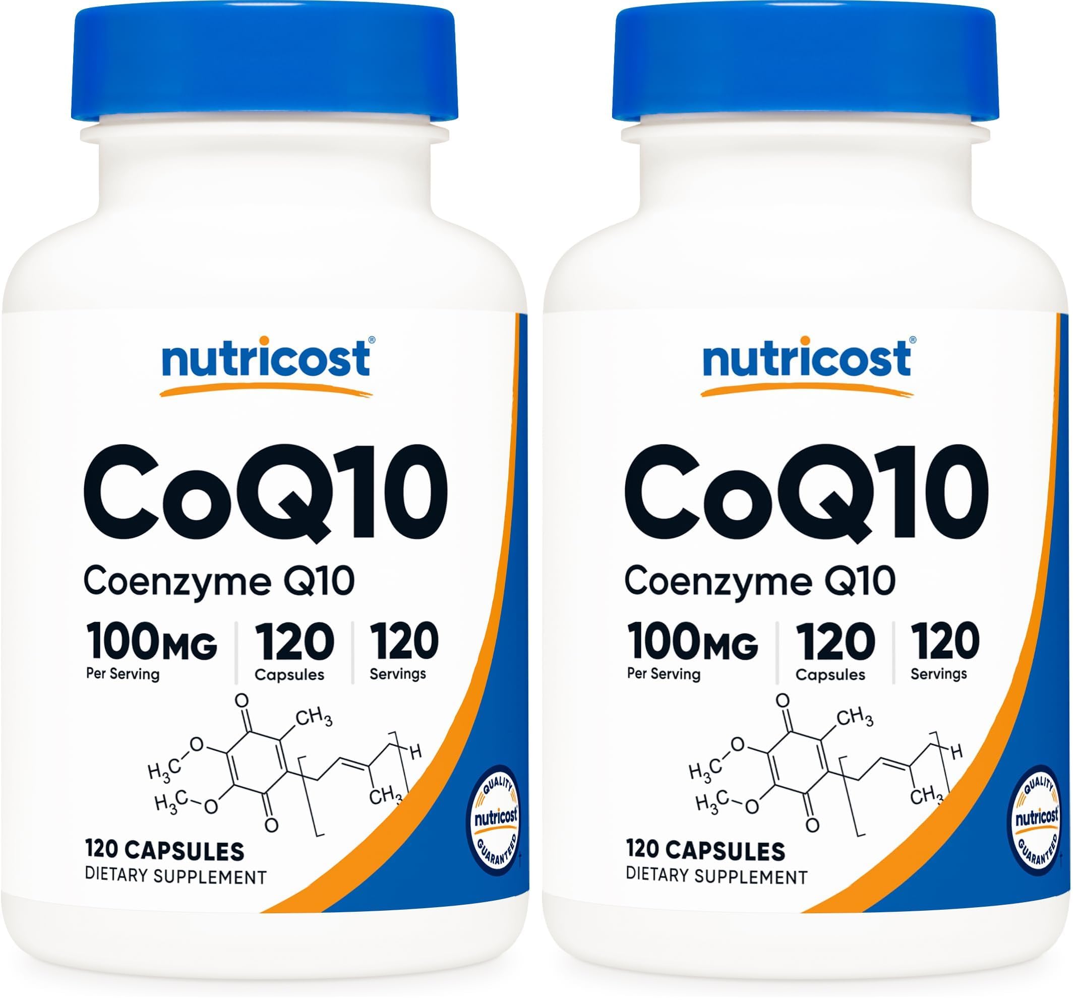 Nutricost CoQ10 100mg, 120 Vegetarian Capsules, 120 Servings - High Absorption, Vegetarian, Non-GMO, Coenzyme Q10 (Pack of 2) 120 Count (Pack of 2)