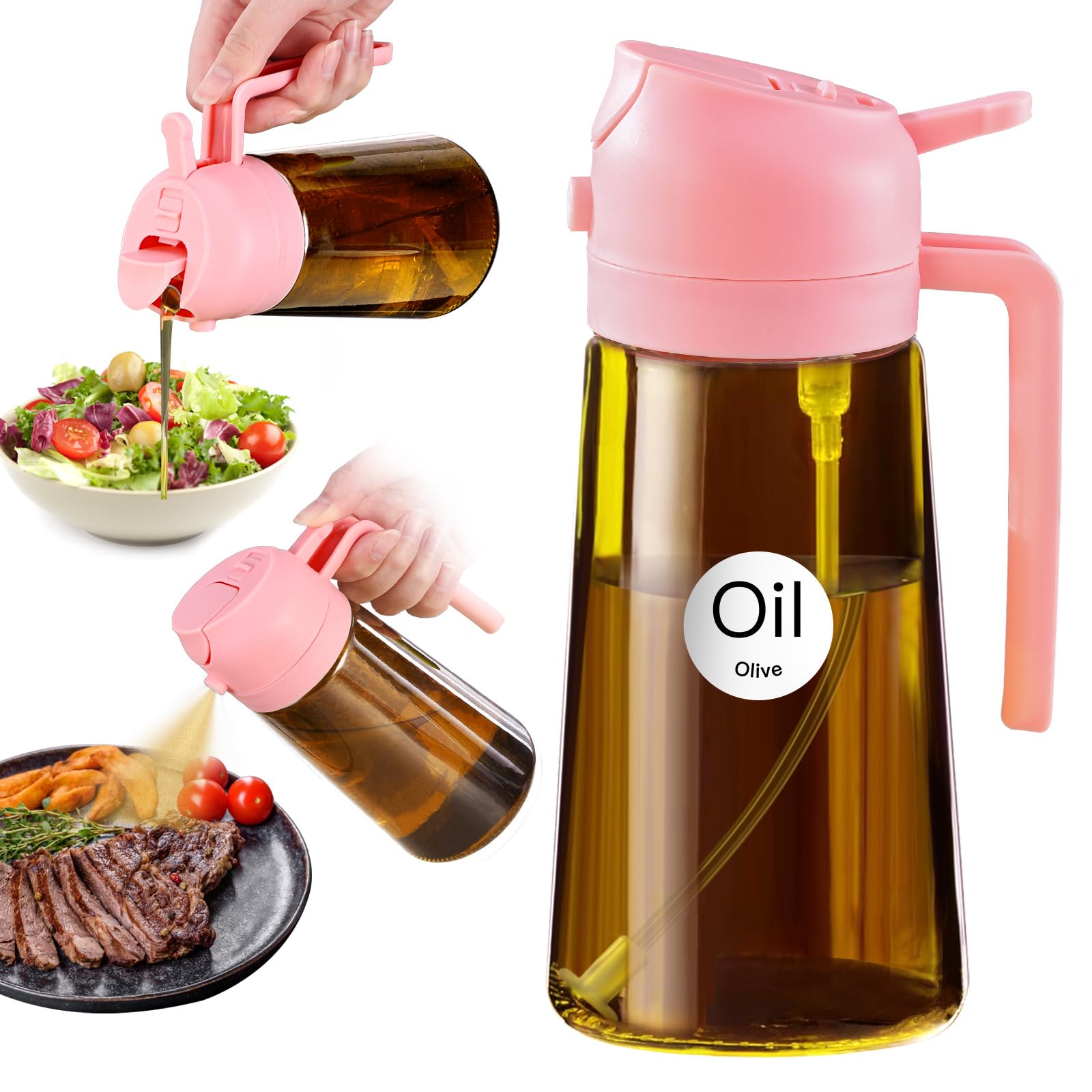 YARRAMATE 470 ml Light Blocking Dark Oil Sprayer for Cooking, 2-in-1 UV Protection Oil Atomiser for Kitchen, Amber Glass Oil Bottle, Food Safe Spray Bottle for BBQ (Sky Blue) — image 1