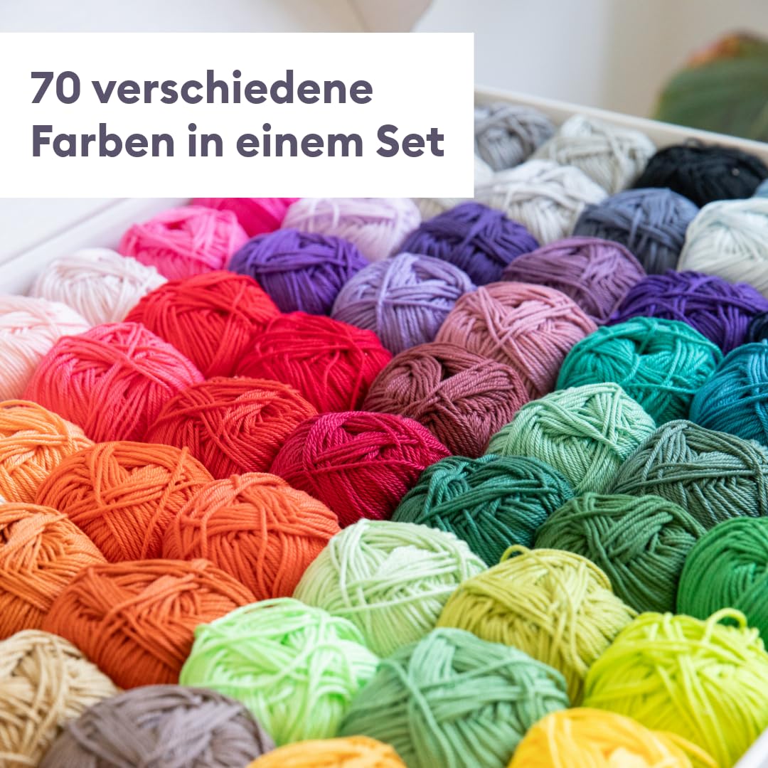 Gründl Wełna Cotton Quick uni walizka w 70 kolorach z instrukcją (może nie być dostępna w języku polskim) – cienka wełna do szydełkowania – przędza do robienia na drutach – błyszcząca i przyjazna dla