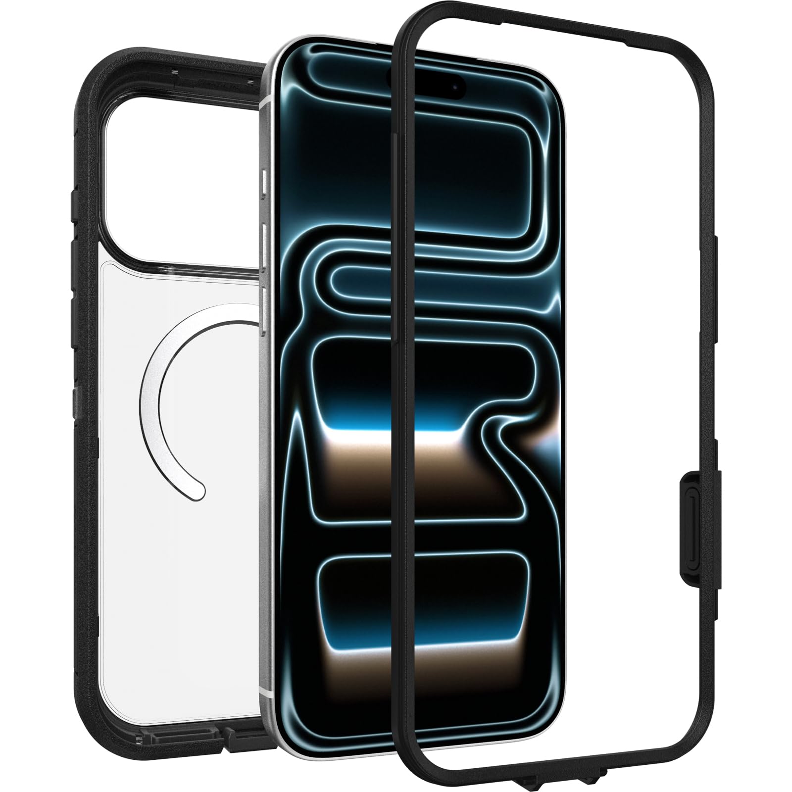OtterBox Defender Series Pro XT Clear MagSafe Etui do iPhone 17 Pro Max, Przetestowane 7 Razy Przetestowane Zgodnie ze Standardami Wojskowymi, Przezroczyste/Czarne, Bez Opakowania Detalicznego