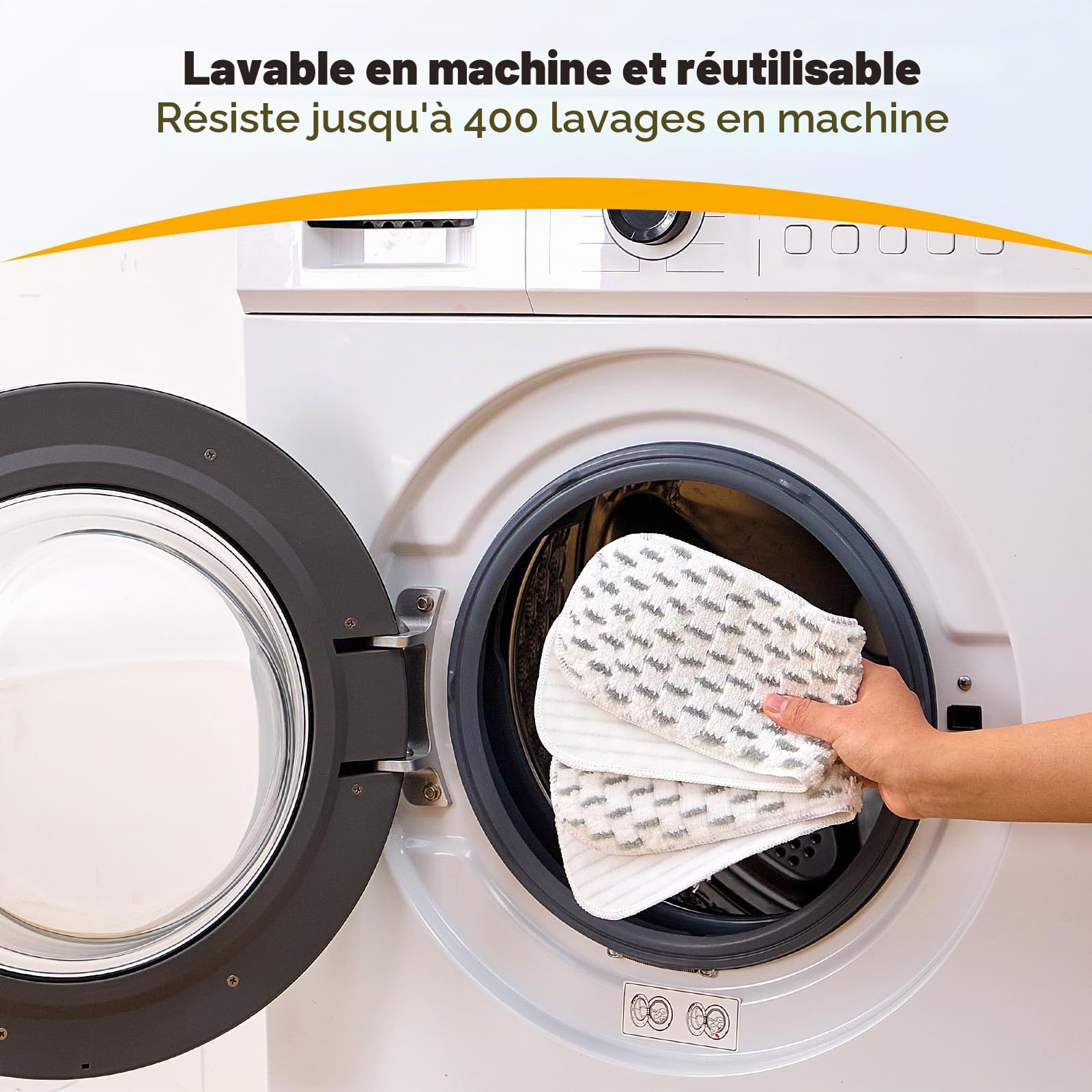 Vileda H2PrO Lot de 5 housses de rechange en microfibre pour balai à franges Vileda H2PrO Flat Mop pour tous les sols durs, lavables et réutilisables (élimine la saleté tenace)