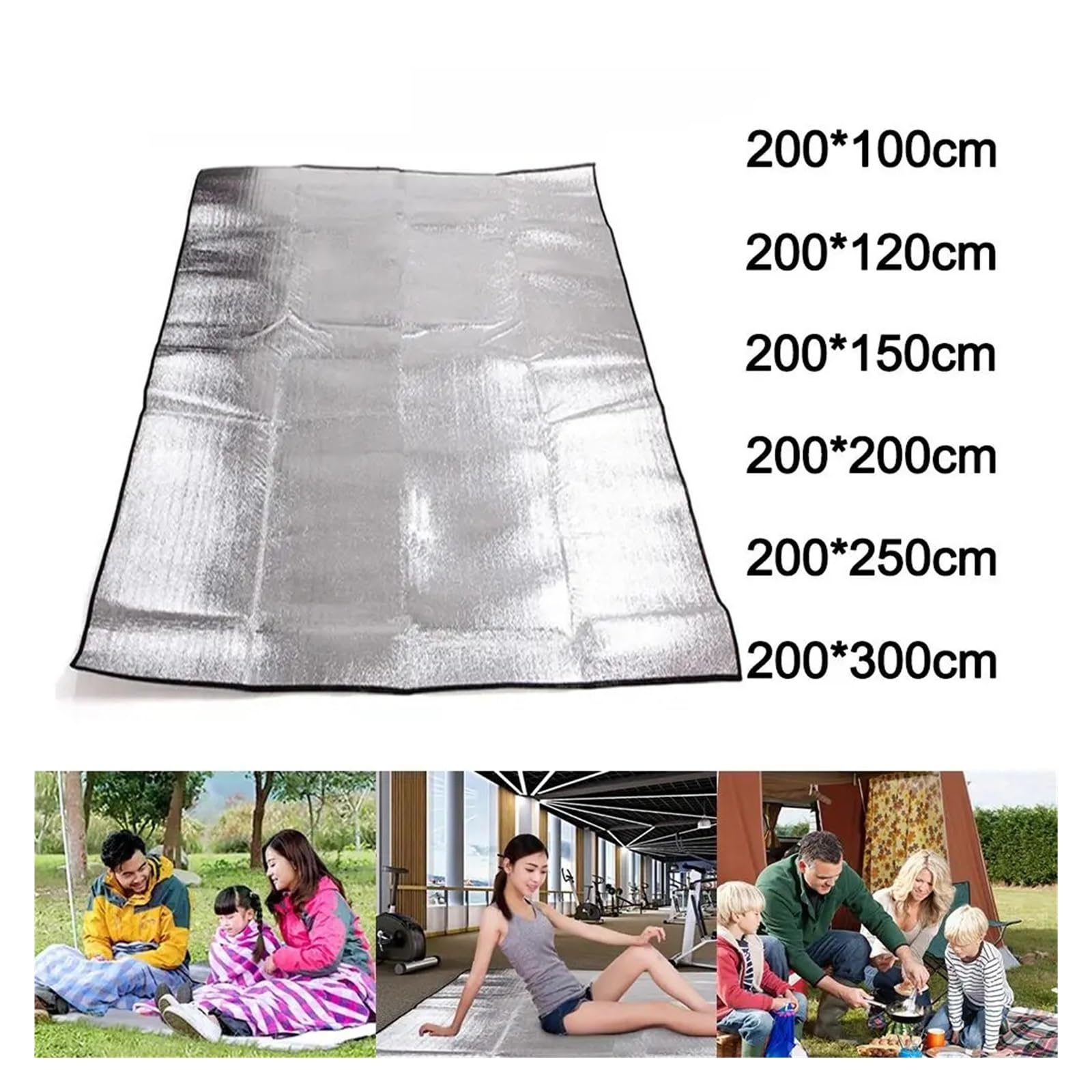 Tappetino da campeggio isolante, coperta leggera in schiuma termica per esterni, ideale per picnic e avventure in spiaggia, design in alluminio
