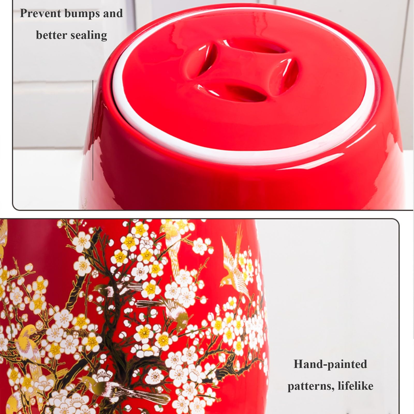 Vasetta Di Conservazione Del Cibo Domestico Classico In Porcellana - Vasetta Sigillata In Ceramica Con Coperchio - Contenitore Di Riso In Ceramica - Scatola Di Conservazione Del Riso Per Riso, Farina(