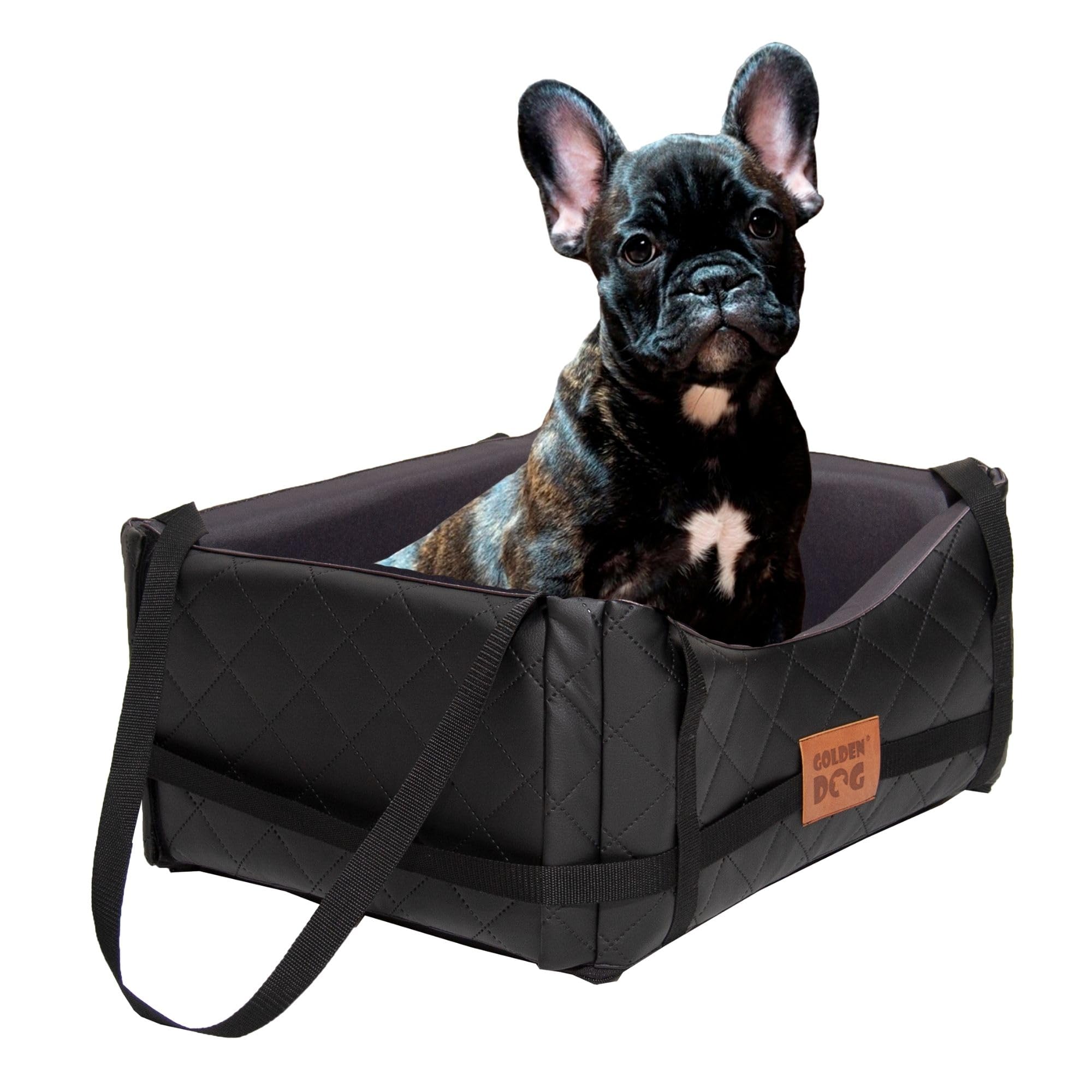 GoldenGroup - Seggiolino Auto Per Cani, In Ecopelle, Per Sedile Posteriore, Per Sedile Anteriore (L-65 X 53 X 27 H