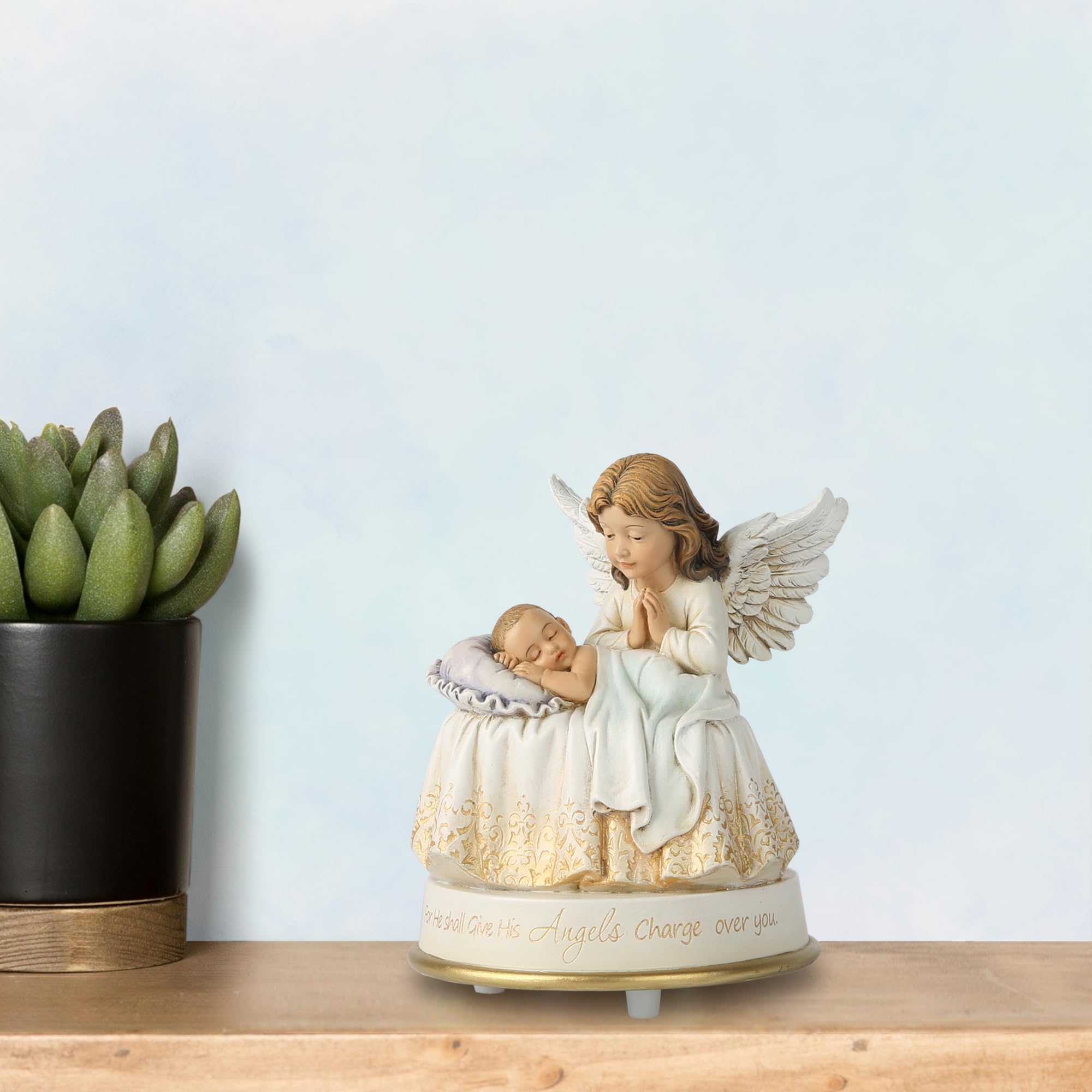 Grace4Joy Guardian Angel Music Box Figurine - 5.3 Inches Angel Music Box Figurines, Hand Painted Musical Figure Gifts for Birthday Anniversary, Baptism, First Communion