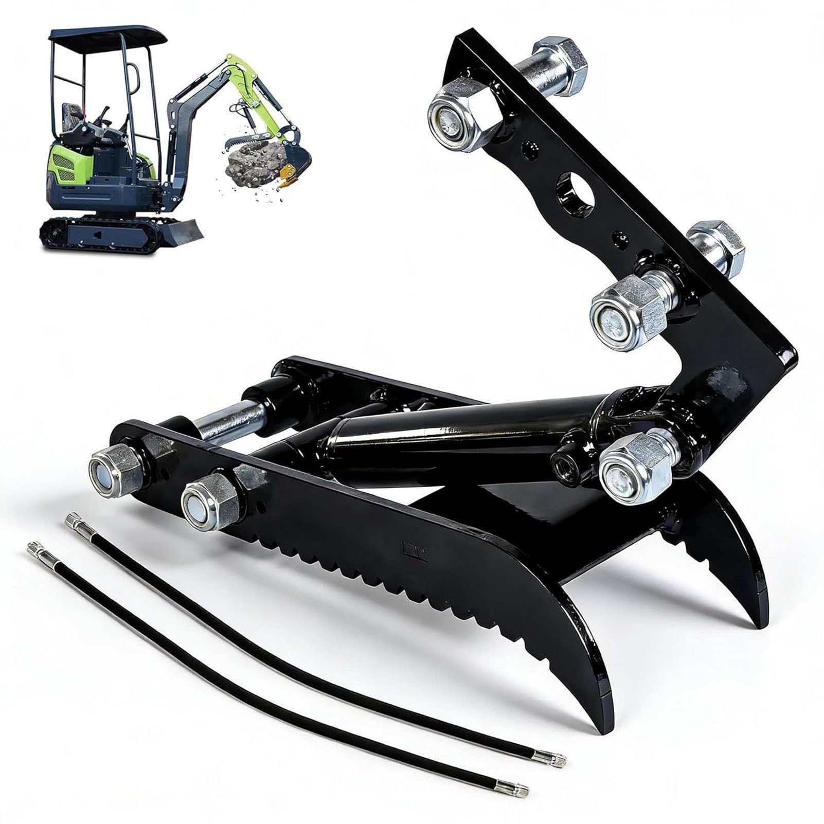 PioMue Compact Excavator Hydraulic Thumb Grab Excavator Grab Gripper Three-HoleThumbClip