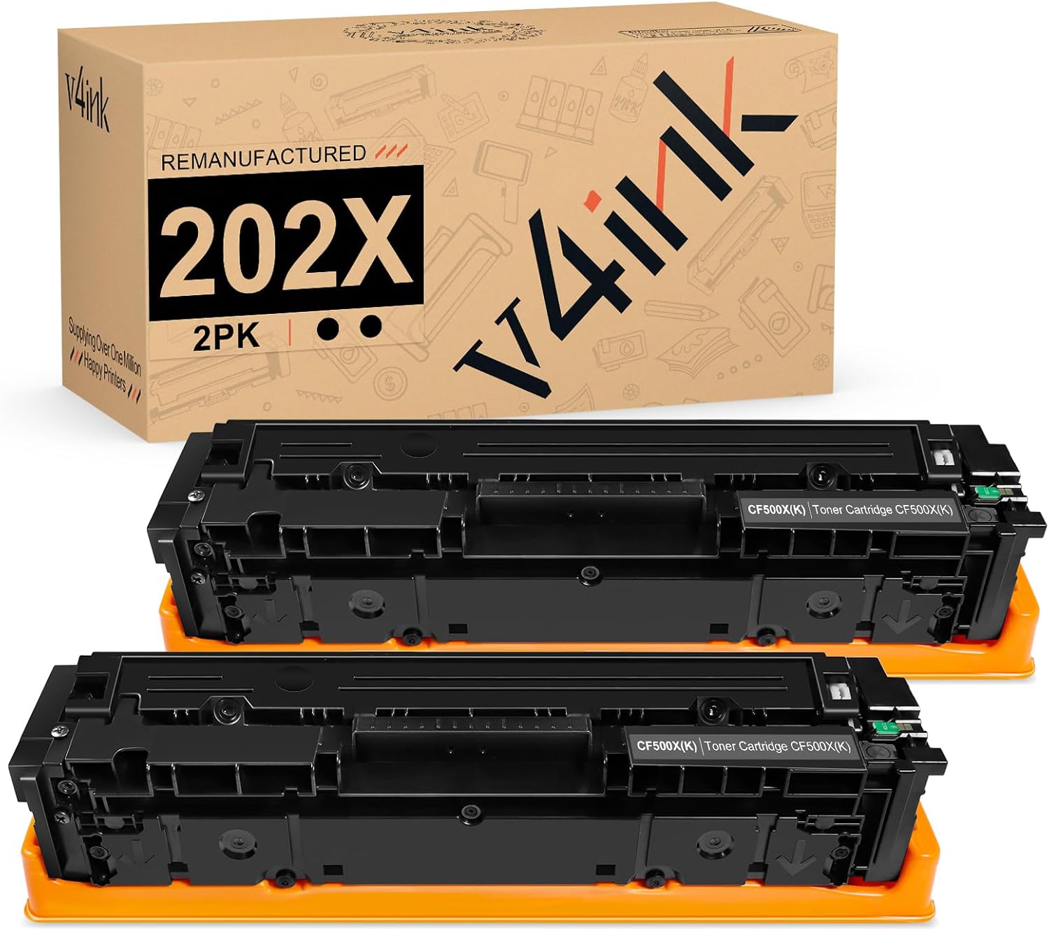 v4ink 4PK Compatible CF500A Toner Cartridge replace for HP 202A CF500A CF501A CF502A CF503A use with HP Color Laserjet Pro MFP M280 M254dw MFP M281dw M281cdw M281fdw printers