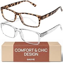Gaoye 2-Pack of Reading Glasses - Blue-Light Filter, UV Protection - Readers with Rectangle Frames