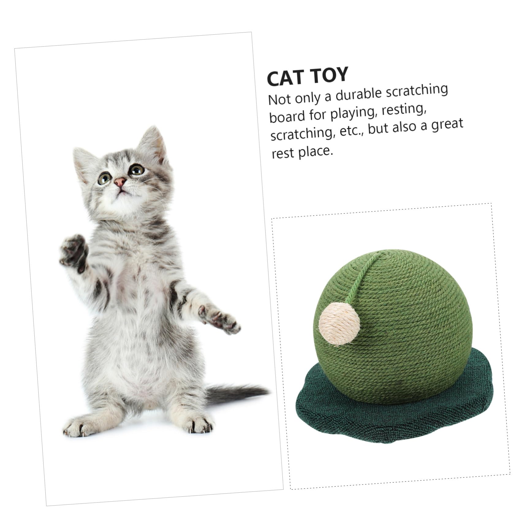 Griffoir pour Chat de Boule, Jouet Vert en Bois et Corde