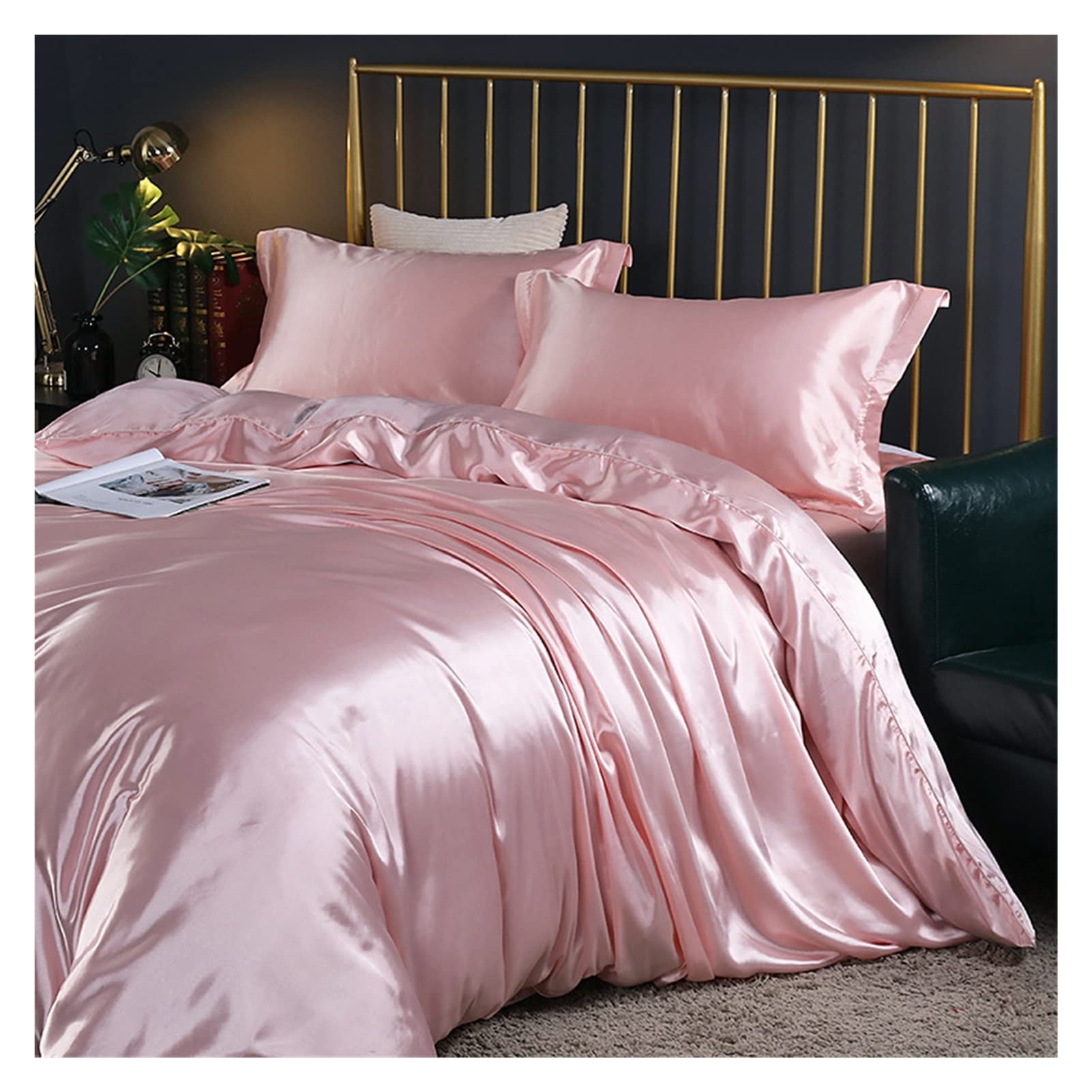 Sabanas Juego de Ropa de Cama con sábanas Consejo de Ropa de Cama de satén de Seda de Morera (Color : 1, Size : 150x200cm 4 pcs Set)