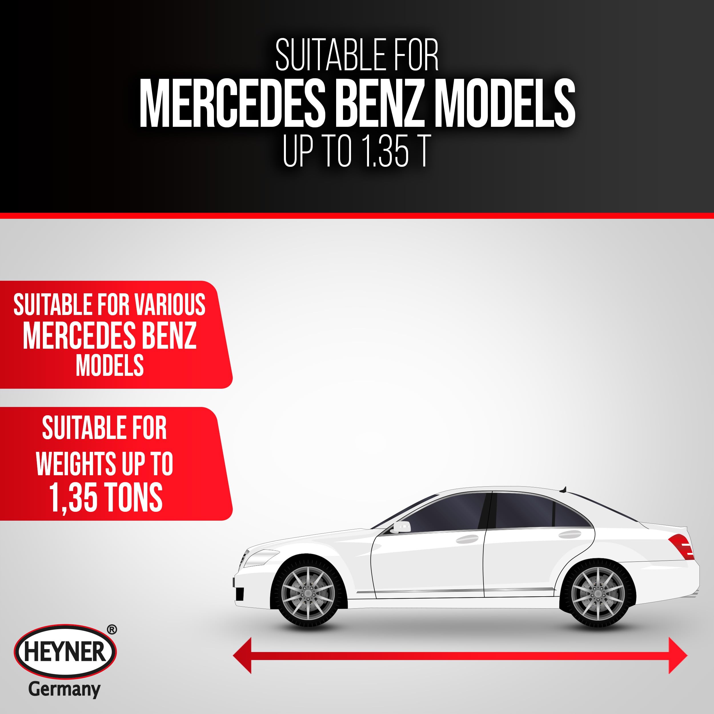 HEYNER® Podnośnik nożycowy 1,3 t do modeli Mercedes-Benz ML, GL, GLE, GLC i Klasy S